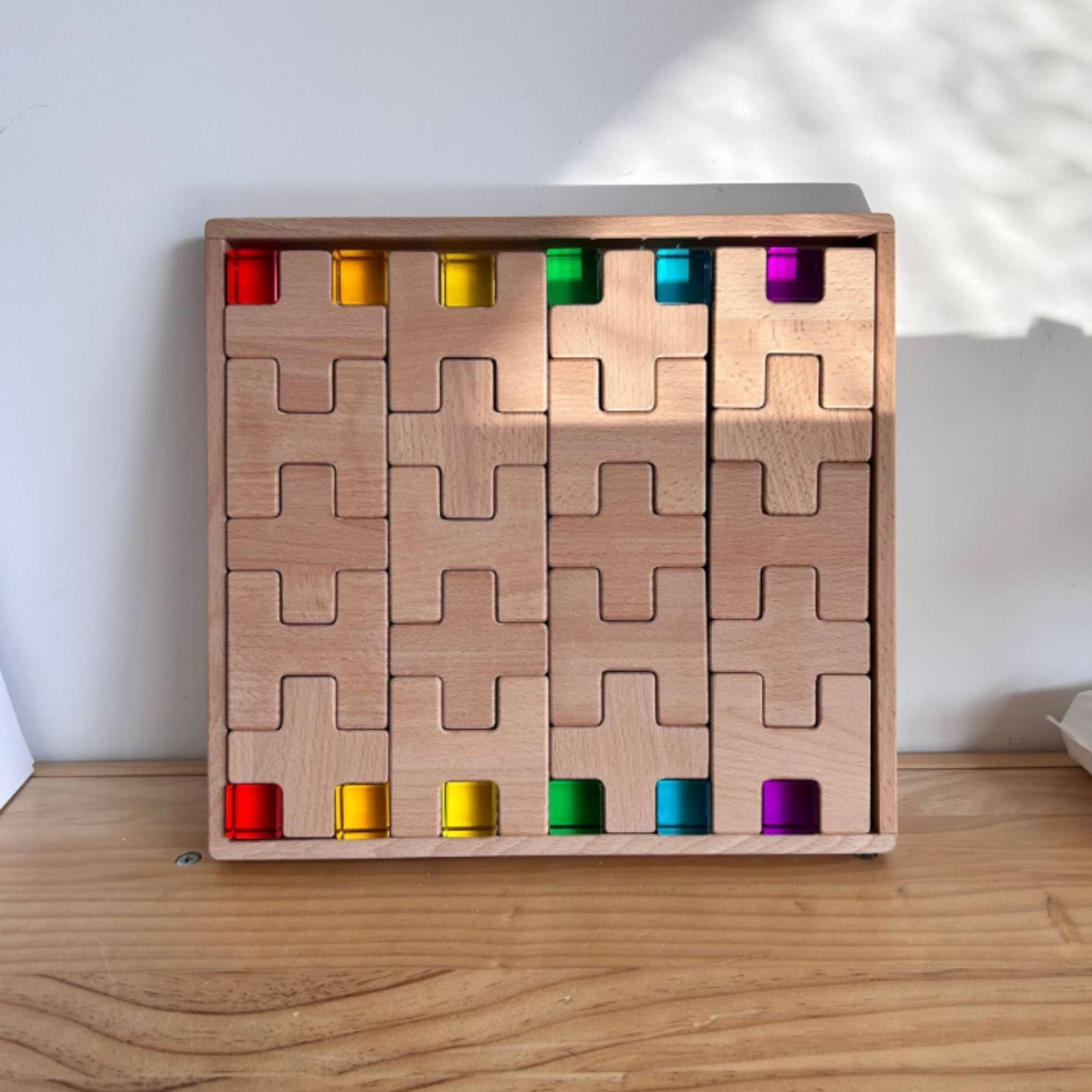 Kinder Bausteine Holzbausteine Stapelsteine Steckbausteine mit Transparenten Acryl Elementen Und Verzahnten Ausschnitten Unterstützen Bauen Sortieren