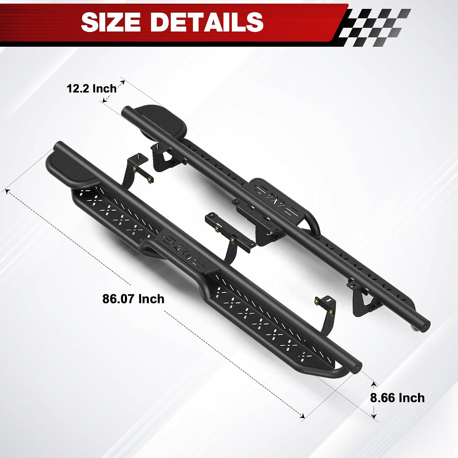 Running Boards for 2021-2025 Jeep Grand Cherokee L, Carbon Steel Nerf Bars Side Steps for 4 Door SUV, Black Powder Coated Running Boards