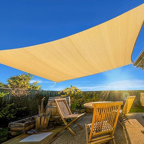 Artpuch Sun Shade Sail, 10'x18' Sand Rectangle, Curved Edged Commercial Grade 185GSM Permeable Outdoor Shade Cloth for Deck, Backyard, Patio (Custom Sizes Made)