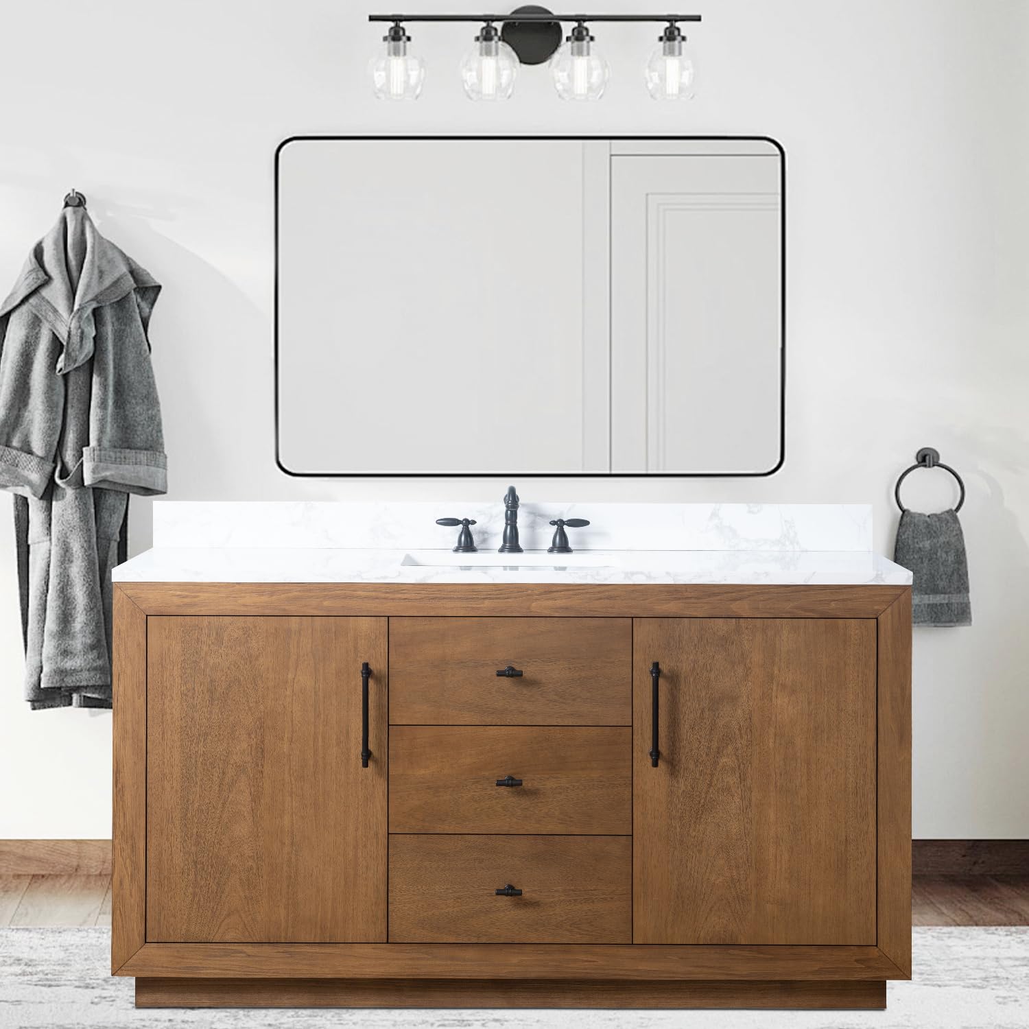 Amazon.com: Vanity Art 60 inch Bathroom Vanity with Single Sink, Modern ...