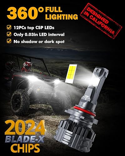 Miniatura 4 de Auxbeam Bombillas de luz antiniebla 9005HB3 serie F22 2024, 24000 lm, 700% más brillante, bombillas de 110 W, kit de luz blanca fría 9005 de 6500 K