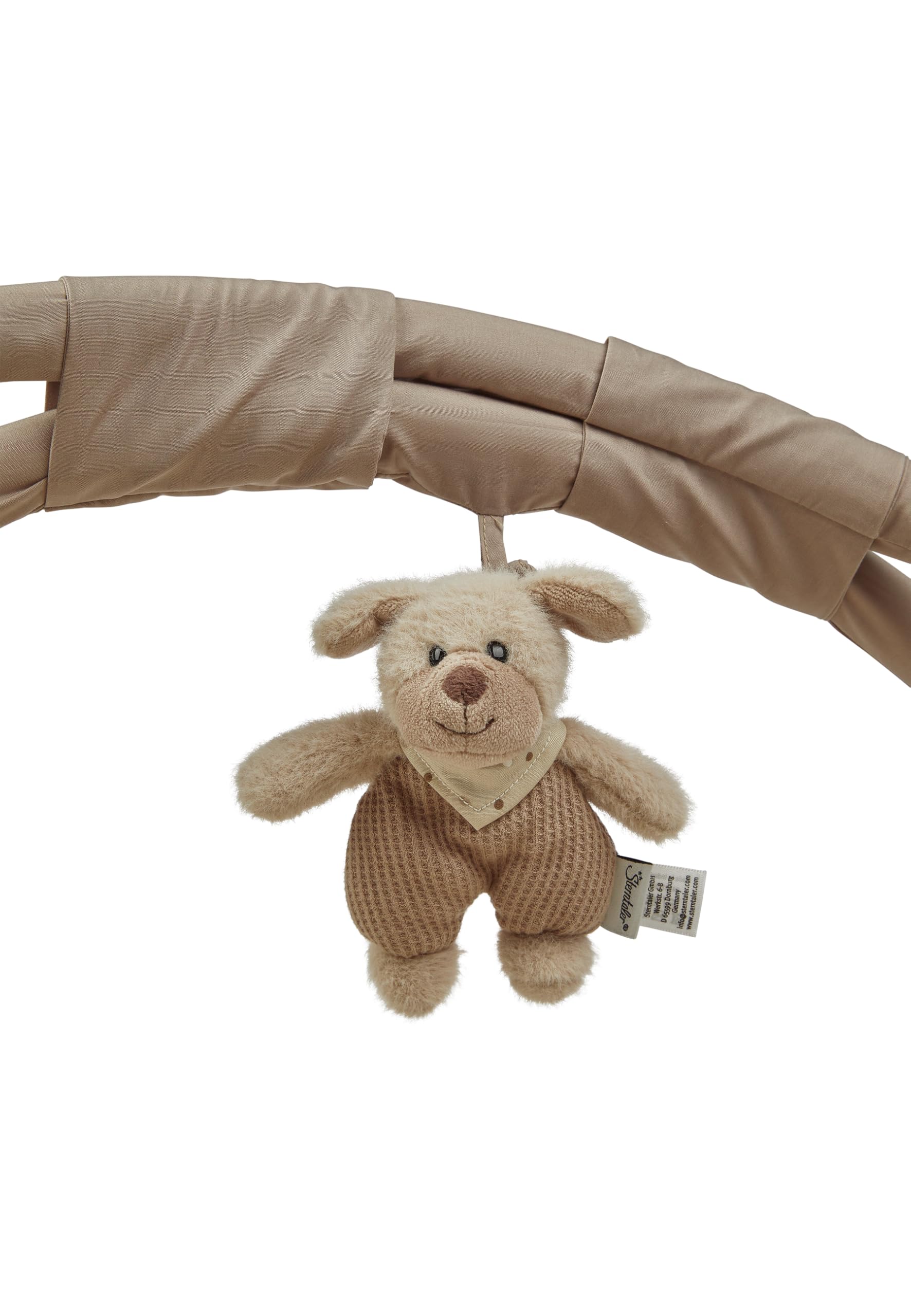 Sterntaler Spielbogen Hund Lucky - Spielbogen aus weichem Flausch, samtigem Velour und bedrucktem Baumwoll Mischgewebe - Baby Spieldecke mit Bogen und Spielfiguren zum Abnehmen, sandfarben