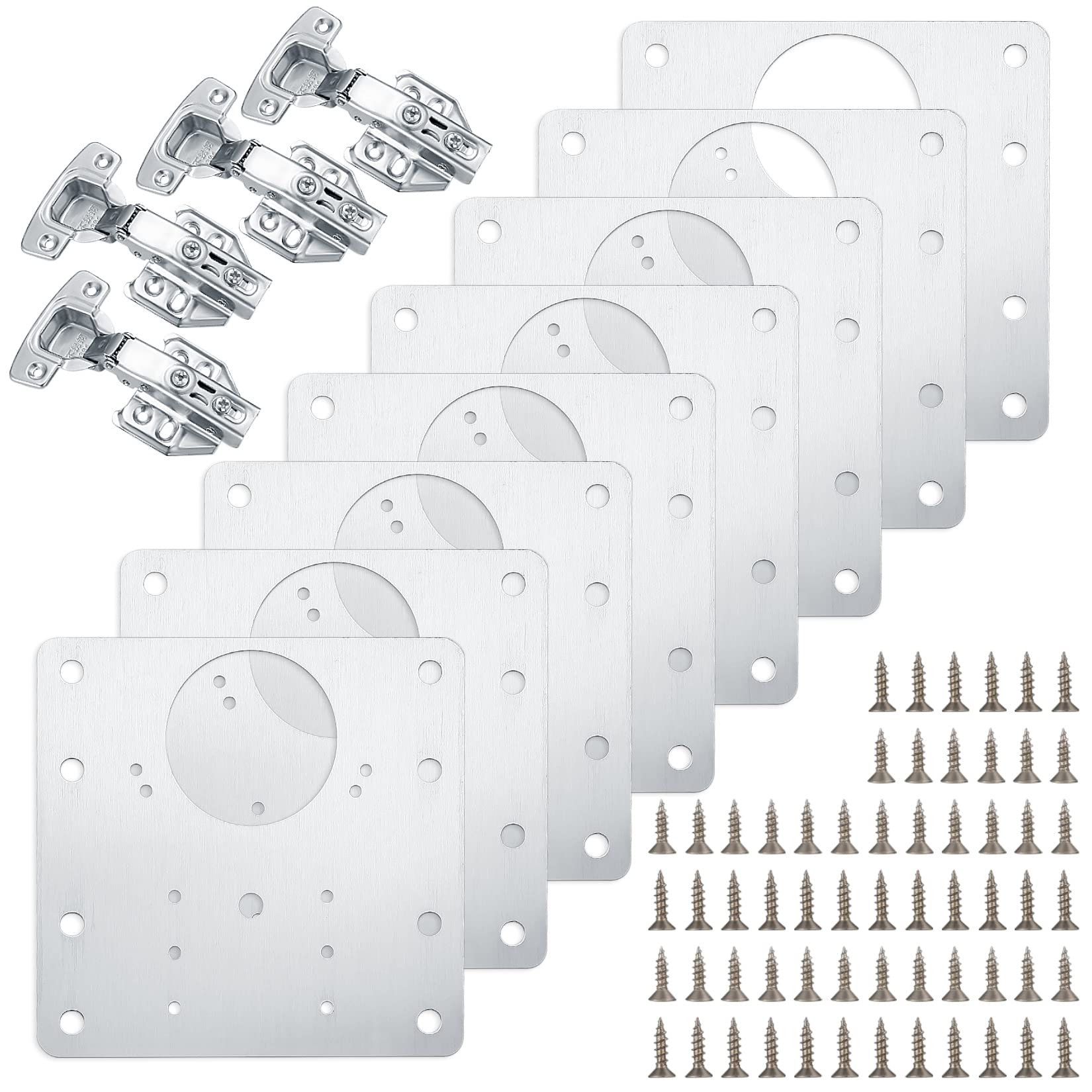 Buy 4 Pcs Hinges and 8 Pcs Hinges Repair Plates, Soft Close Kitchen Cupboard Door Hinges