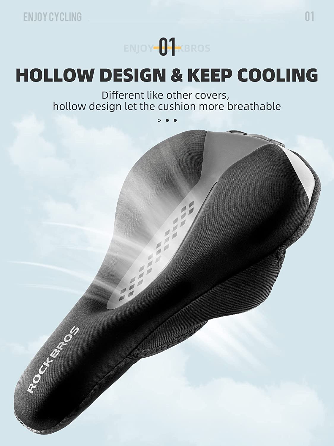 Bike Seat Cushion ROCKBROS Gel Bike Seat Cover Memory