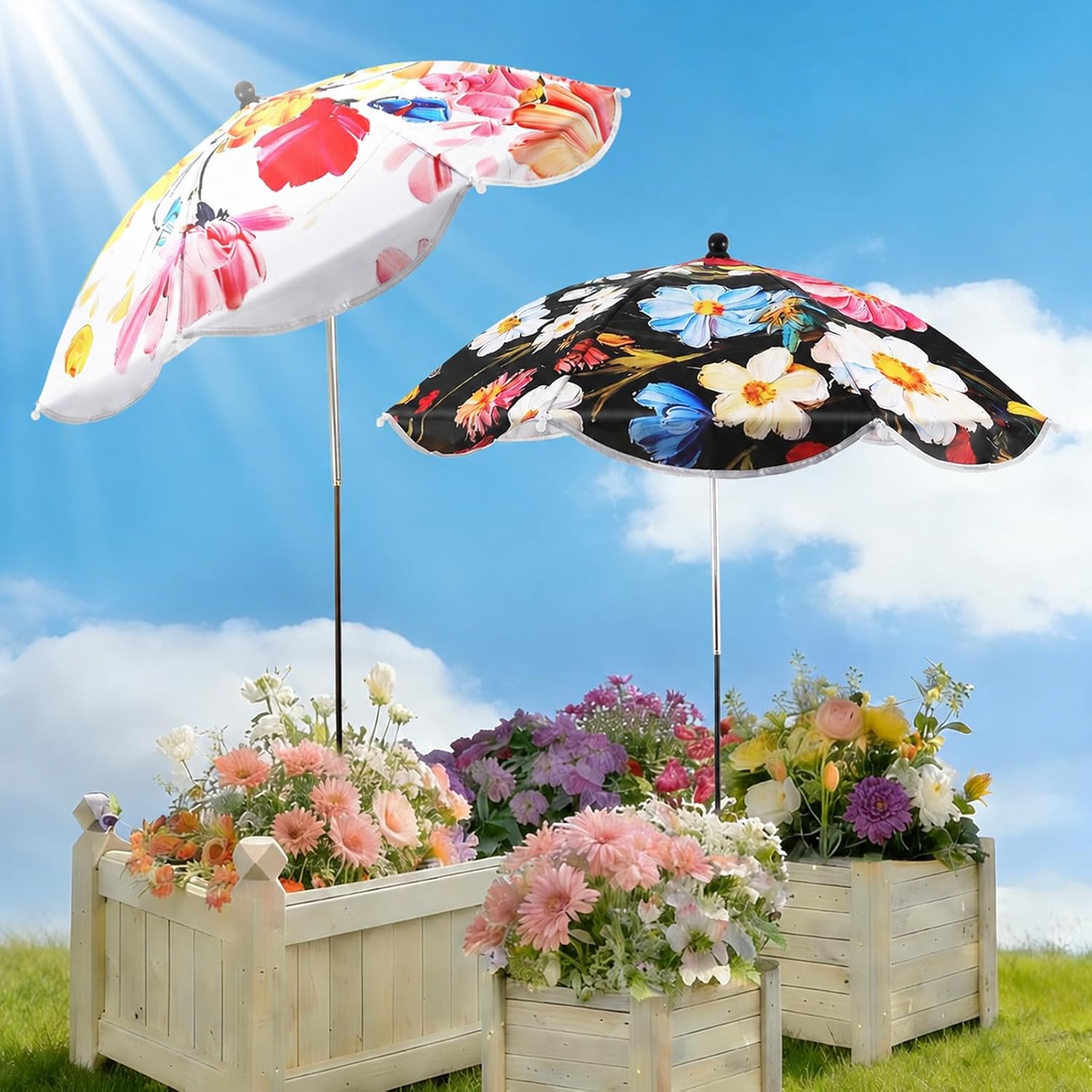 Plant Umbrellas for Outdoor Plants 50" High 26" Large Plant Shade Umbrella with 4 Adjustable Angles Flower Garden Shade Cover Sun Protection Umbrella for Potted Plants Garden Bed Flower Pot
