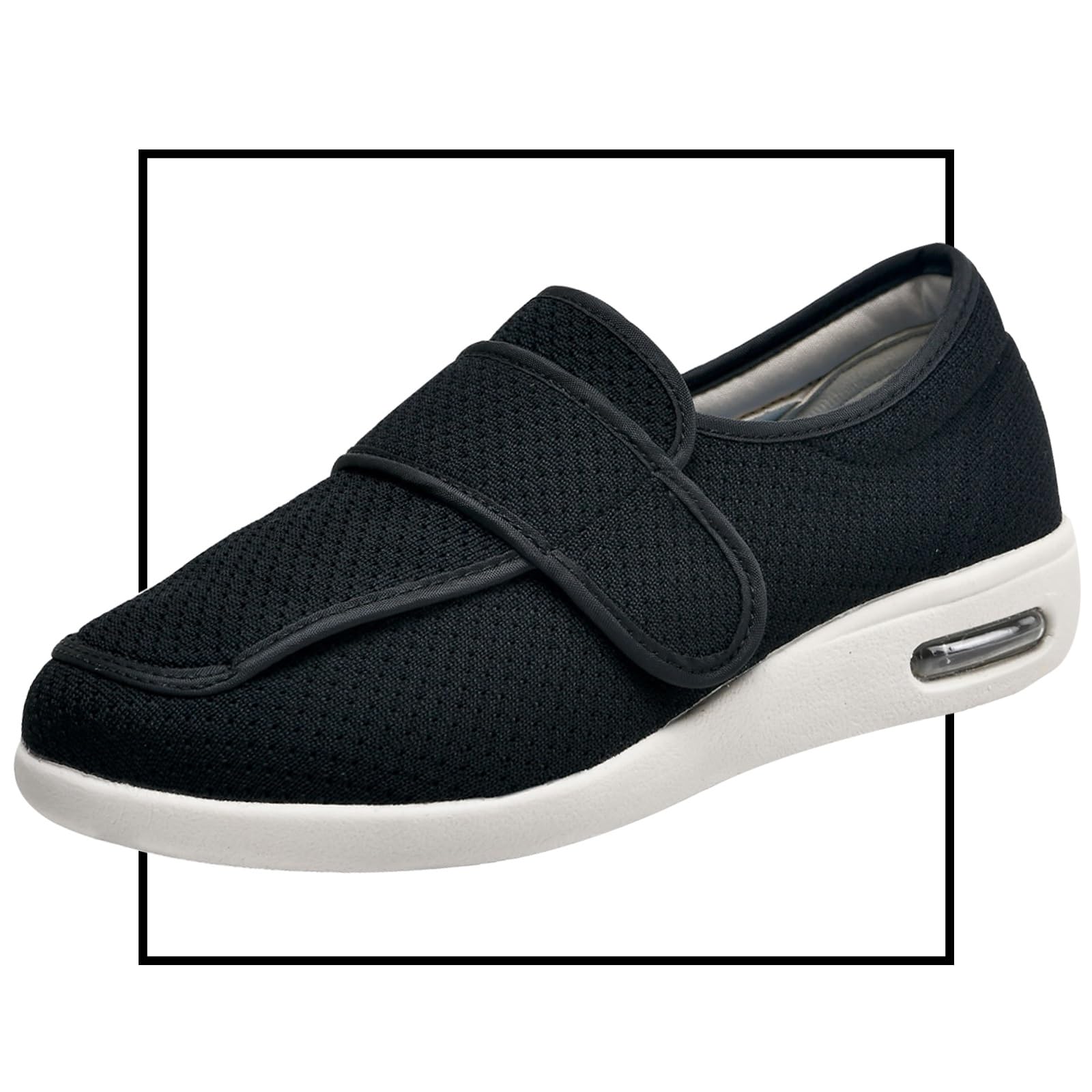 Scarpe pianta Larga Uomo, Scarpe Uomo per Diabetici Extra Larghe Scarpe Ortopediche Uomo per Piedi Gonfi Scarpe con Strappo Regolabile Allevia Dolore ai Piedi