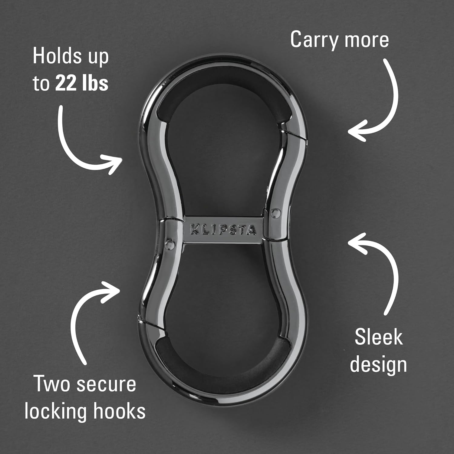 LINK Connector Clip. Women’s Keychain Clip, Fashion Carabiner for Purses & Tote Bags. 2 Secure Hooks, Holds 22lbs