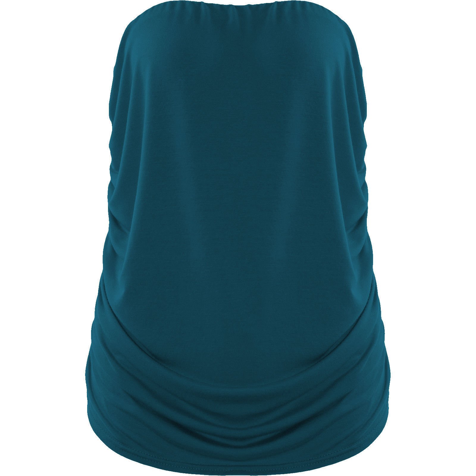 The Celebrity Fashion Womens Plus Size Sleeveless Boobtube Bandeau Strapless Ruched Vest Top Teal