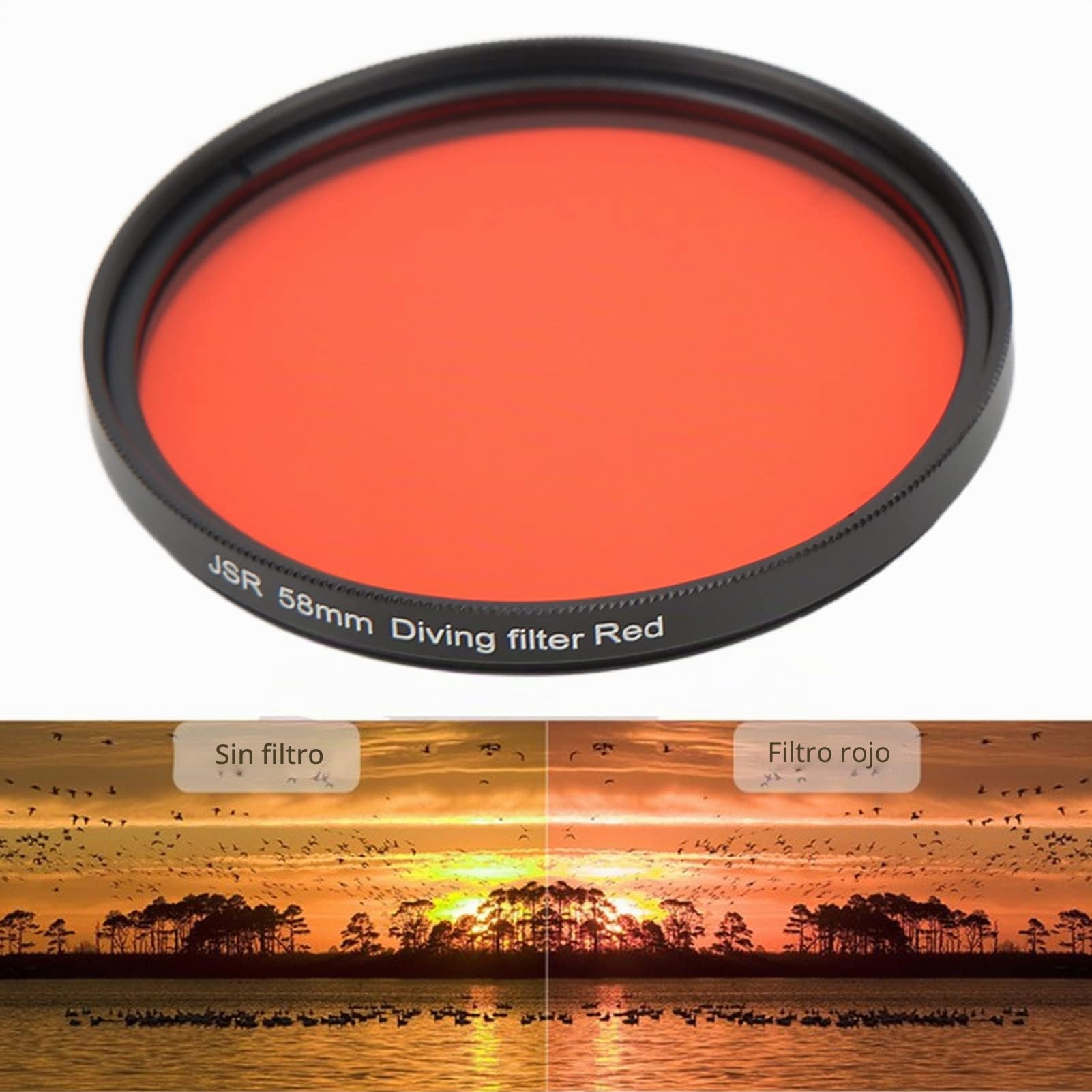 16X Kit de Filtro de Lente Macro, 58 Mm HD Juego de Filtros Rojo Púrpura Cámara Deportiva Filtro de Buceo Impermeable Filtros de Lente de Cámara de Movimiento de Buceo Subacuático, para Cámara Deporti