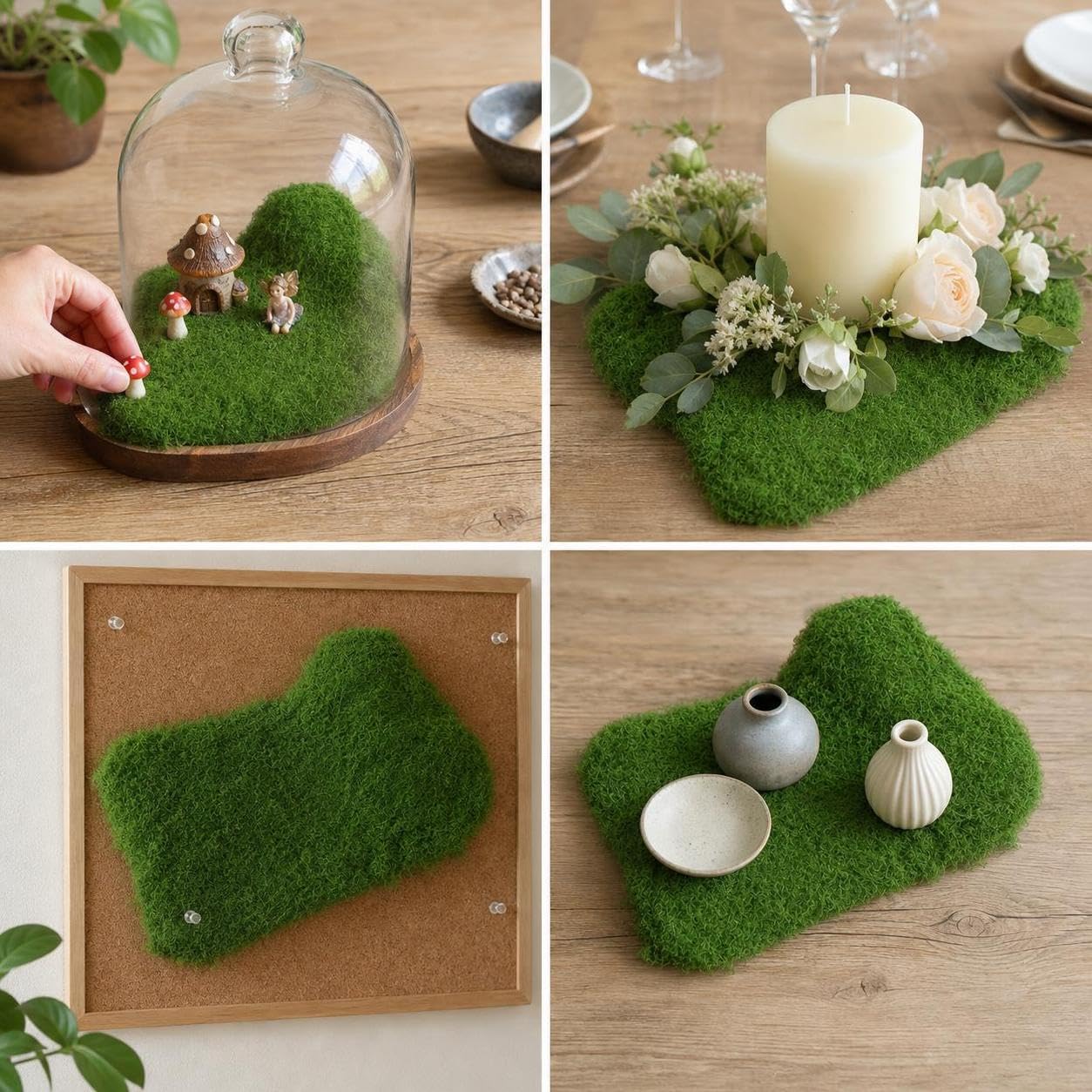 Muschio Artificiale Decorativo - Tappeto Muschio Finto per Micro Paesaggi e Modellismo - per diorami, Pezzo di muschio con base verde, 1m*1m