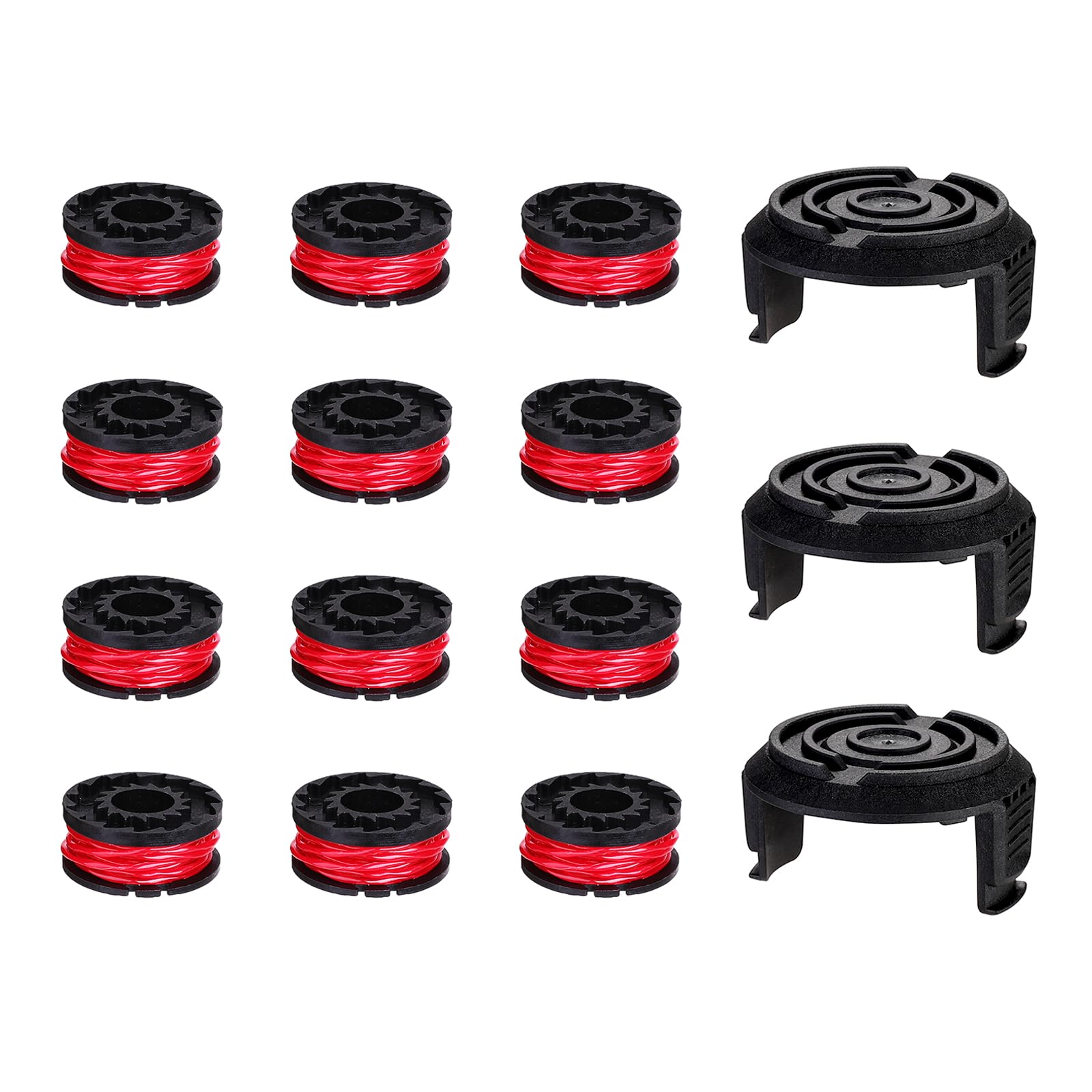 DEKOPRO 12 carretes para cortacésped Carretes para cortacésped Carretes de Recambio para desbrozadoras, con 3 Ranuras para carretes