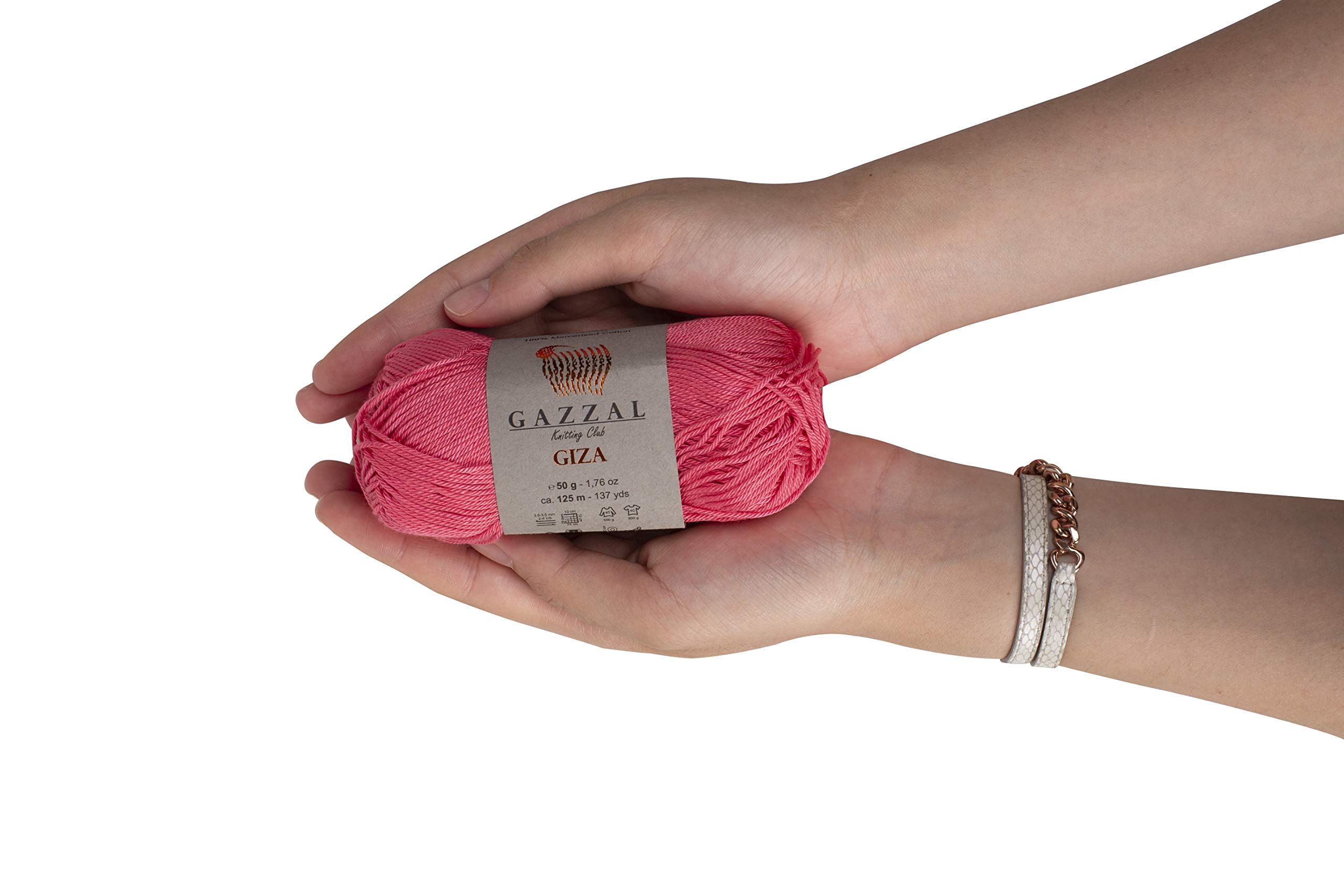 10 motek (opakowanie) Gazzal Giza, 100% merceryzowana bawełna, każdy 50 g (125 m) miękki, drobny 2, kwiat granatu - 2470