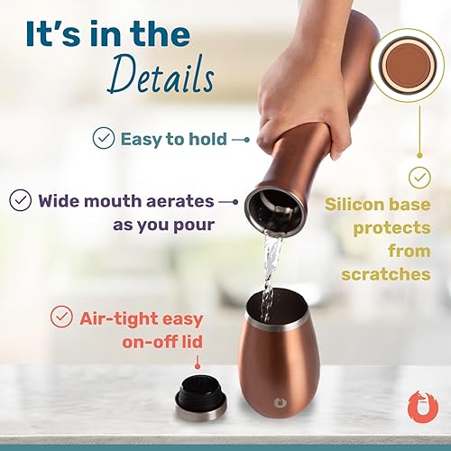 Miniatura 3 de Snowfox Jarra de vino, acero inoxidable aislado y base de silicona antideslizante, mármol