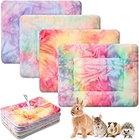 Vista 9 de Haull 4 piezas de ropa de cama impermeable de conejillo de indias de invierno, cama de conejillo de indias, forros de jaula de felpa, tapete suave