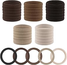 30 Stück Haargummi Damen, Braun Haargummis, Elastisch Zopfgummis Damen, Nylon Weiche Haargummi Mädchen, für Girls Frauen Dickes Lockiges Glattes Haar (D-Braun)