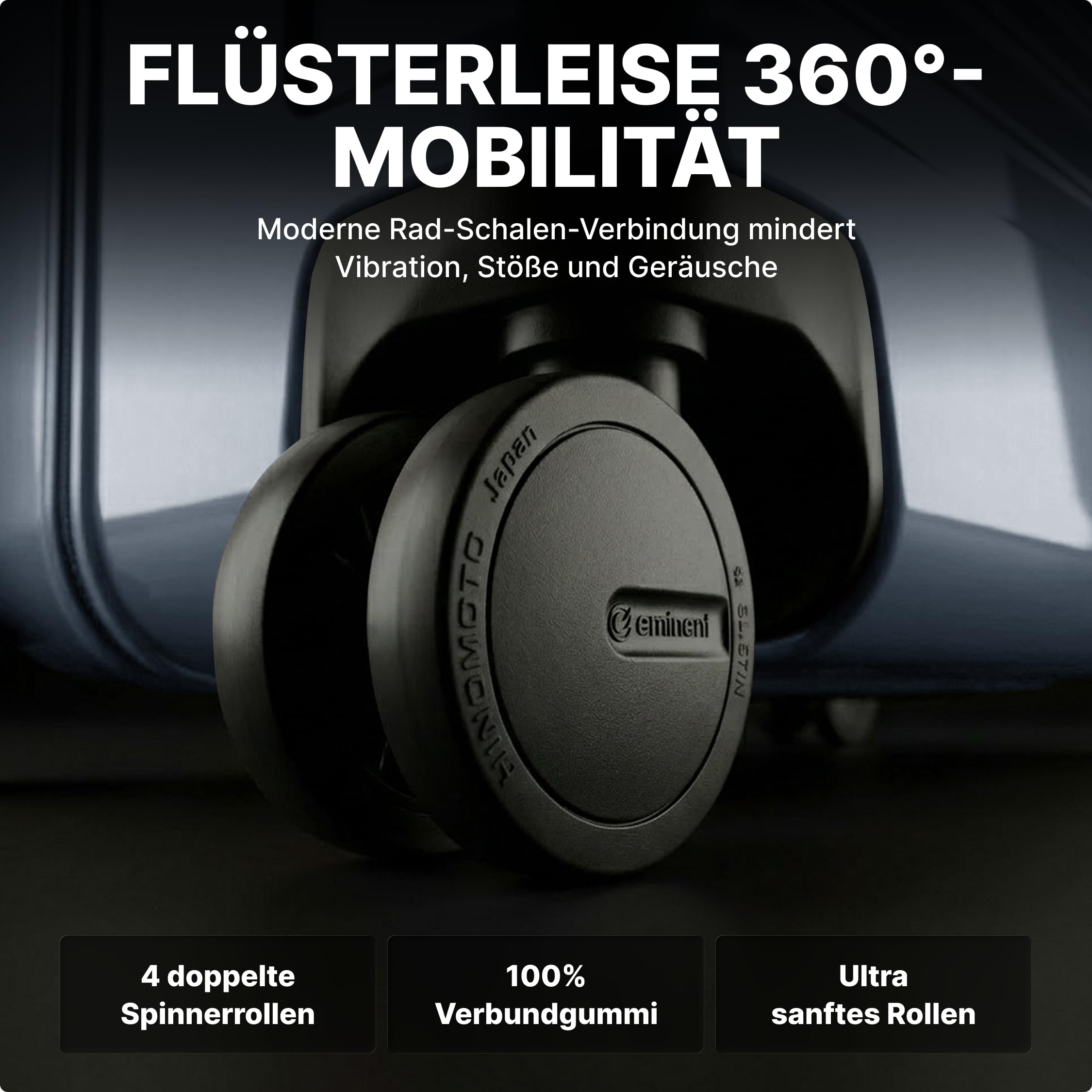 Eminent Voyager Handgepäck Koffer 55x40x20, Hartschalenkoffer leicht | 2,7 kg ultraleicht, 39L, erweiterbar 55x40x20 auf 55x40x23, TSA Schloss, 4 Rollen, Kabinentrolley, Makrolon, Dunkelgrau