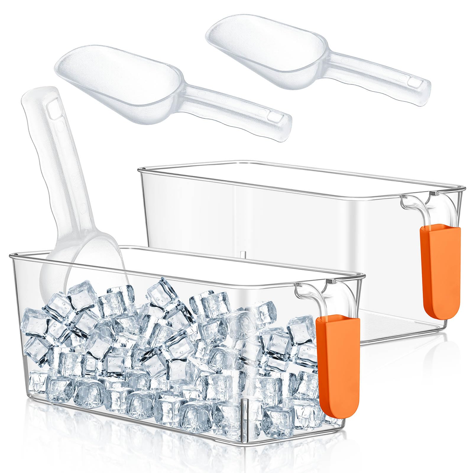 Havawish Ice Storage Bin and Flexible Scoop Set Plastic Freezer Bin