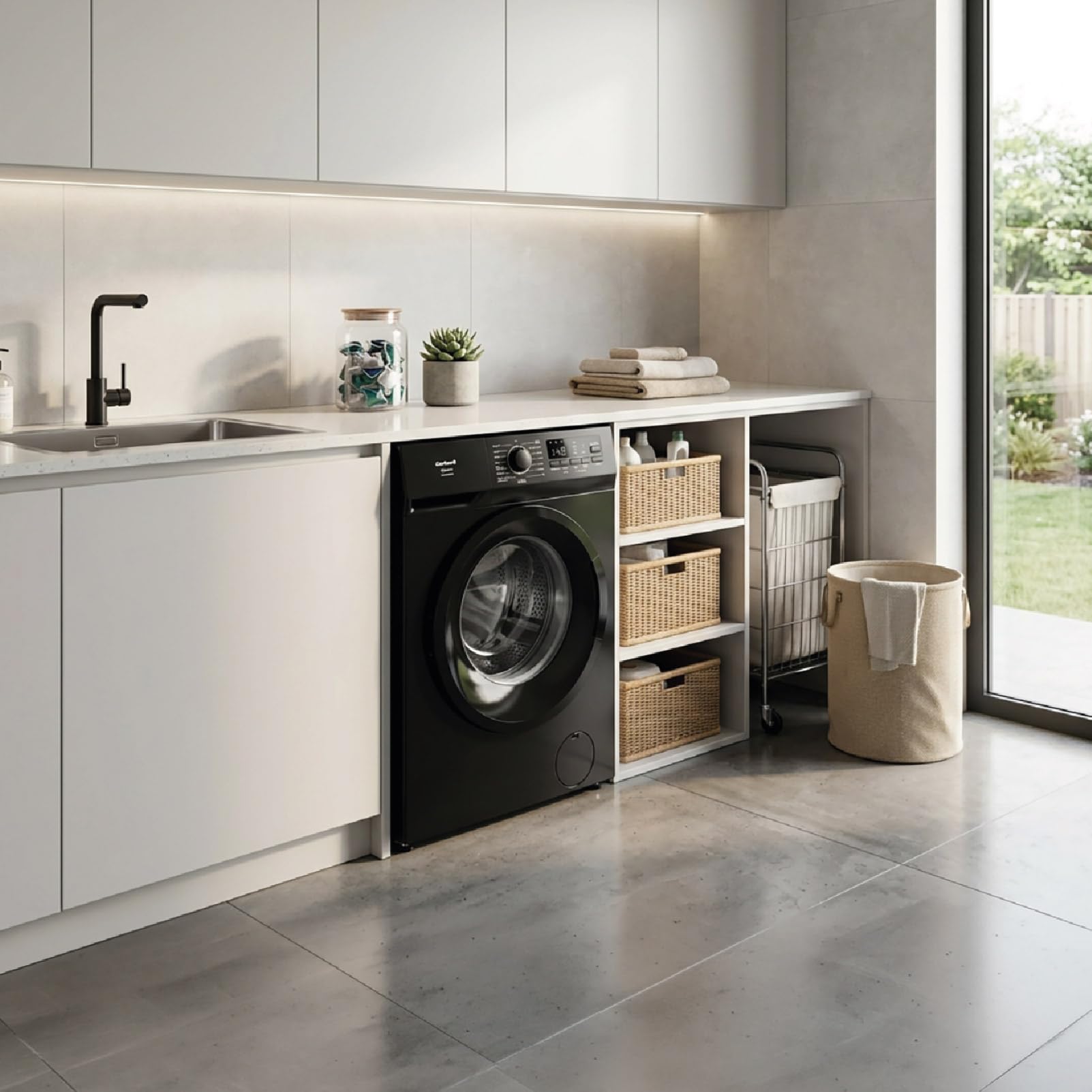 Corberó - Lavadora Premium 9kg | CLAM9046N | 1350 rpm | Motor Inverter | Función Vapor| Función Eco | Incio Diferido | Lavado Rápido 15 min | Display Touch | Negro