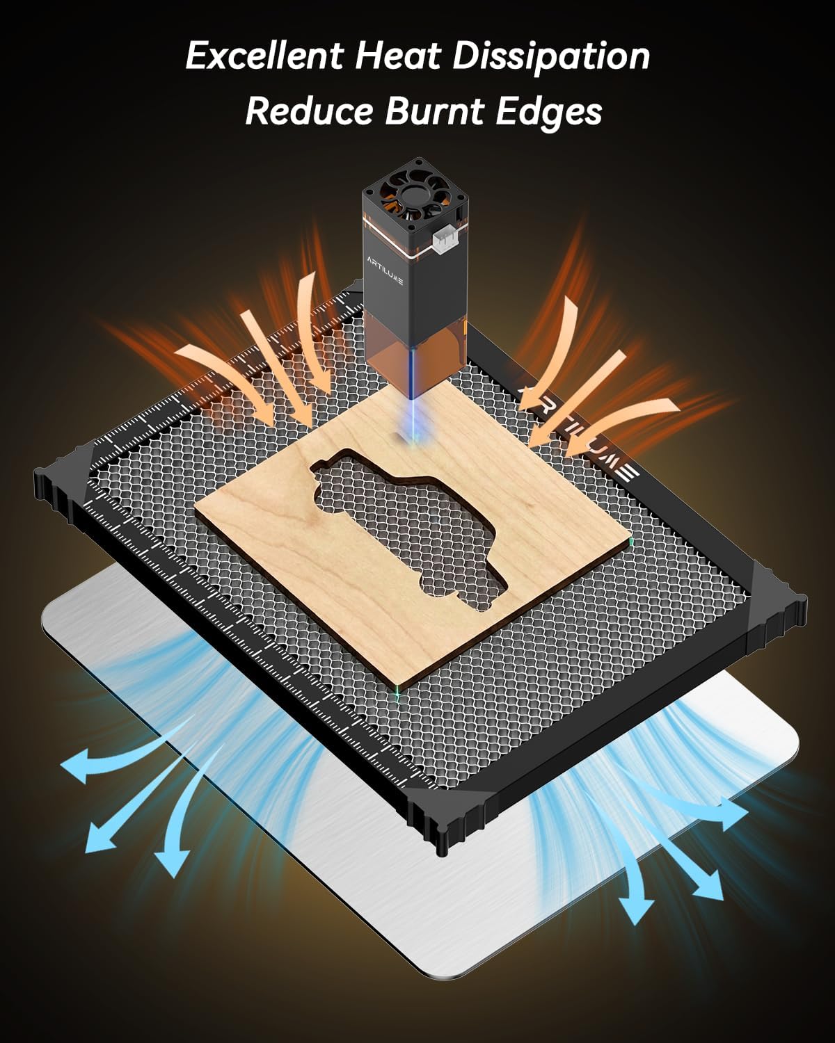 Artilume Honeycomb Panel 300 x 400mm, Laser Engraver Workbed with Non-Slip Surface, Heat-Resistant Support Grid for Laser Cutting Machines, Compatible with Artilume T1/U1 and Most Laser Engravers