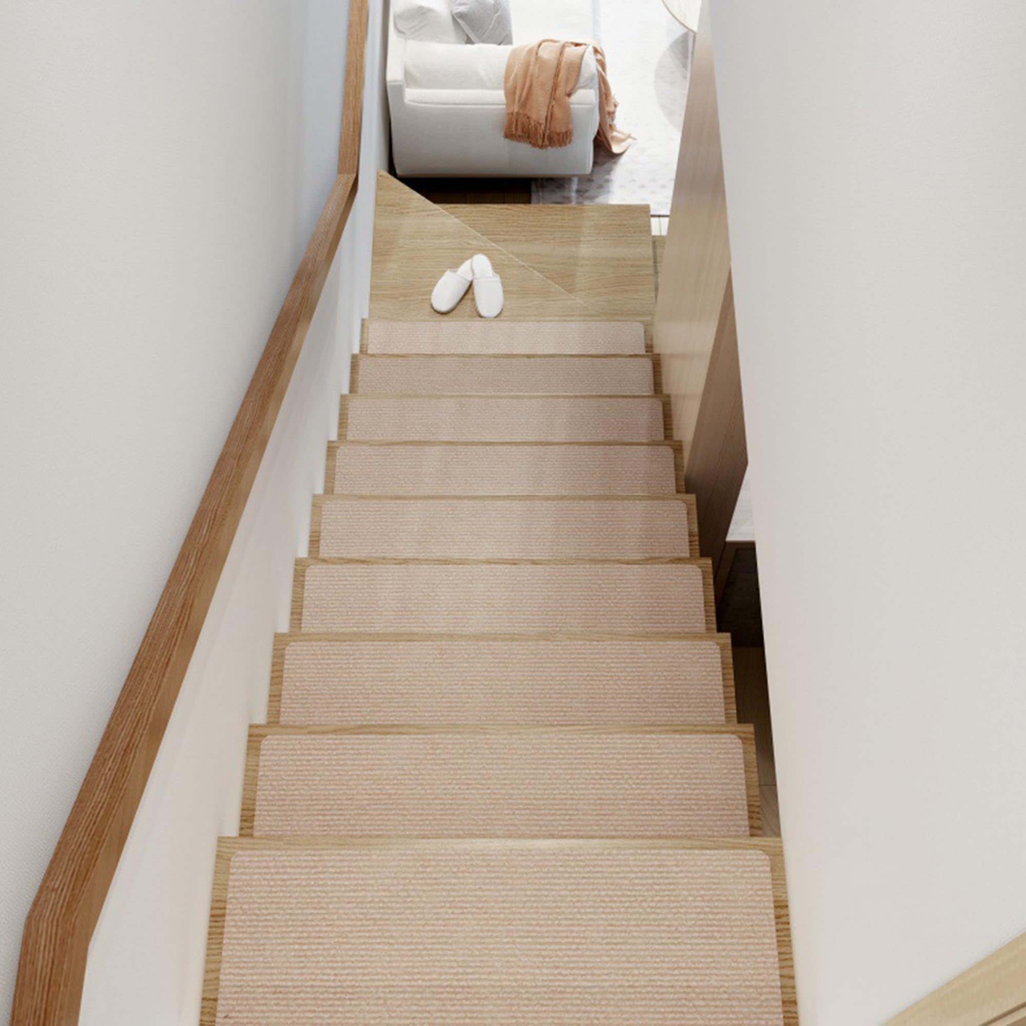 Lot de 15 bandes antidérapantes pour tapis – Idéal pour les enfants et les personnes âgées – Tapis adhésifs de sécurité (80 x 20 cm, beige) – Améliore l'adhérence et empêche les glissades