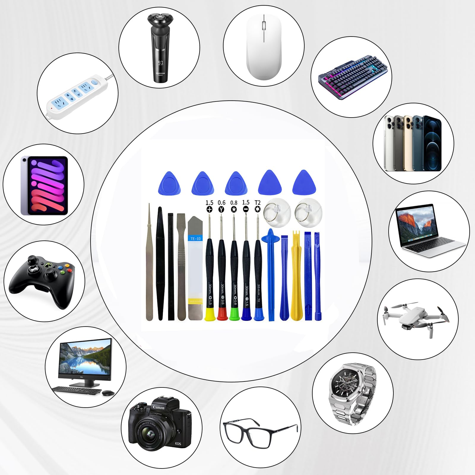 NUIGUBF 22 Outils électroniques Professionnels, adaptés à l'ouverture des téléphones Portables, des tablettes pour remplacer l'écran, la Batterie et d'autres Kits de réparation multifonctionnels (A)