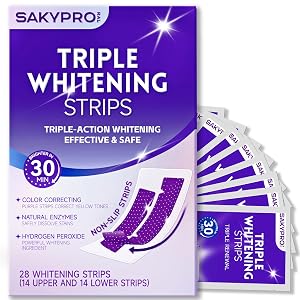 Purple Whitening Strips 90-Day Long-Lasting Results Enamel Safe Low-Sensitivity Professional Teeth Whitening Strips with Non-Slip Dry Strip Technology