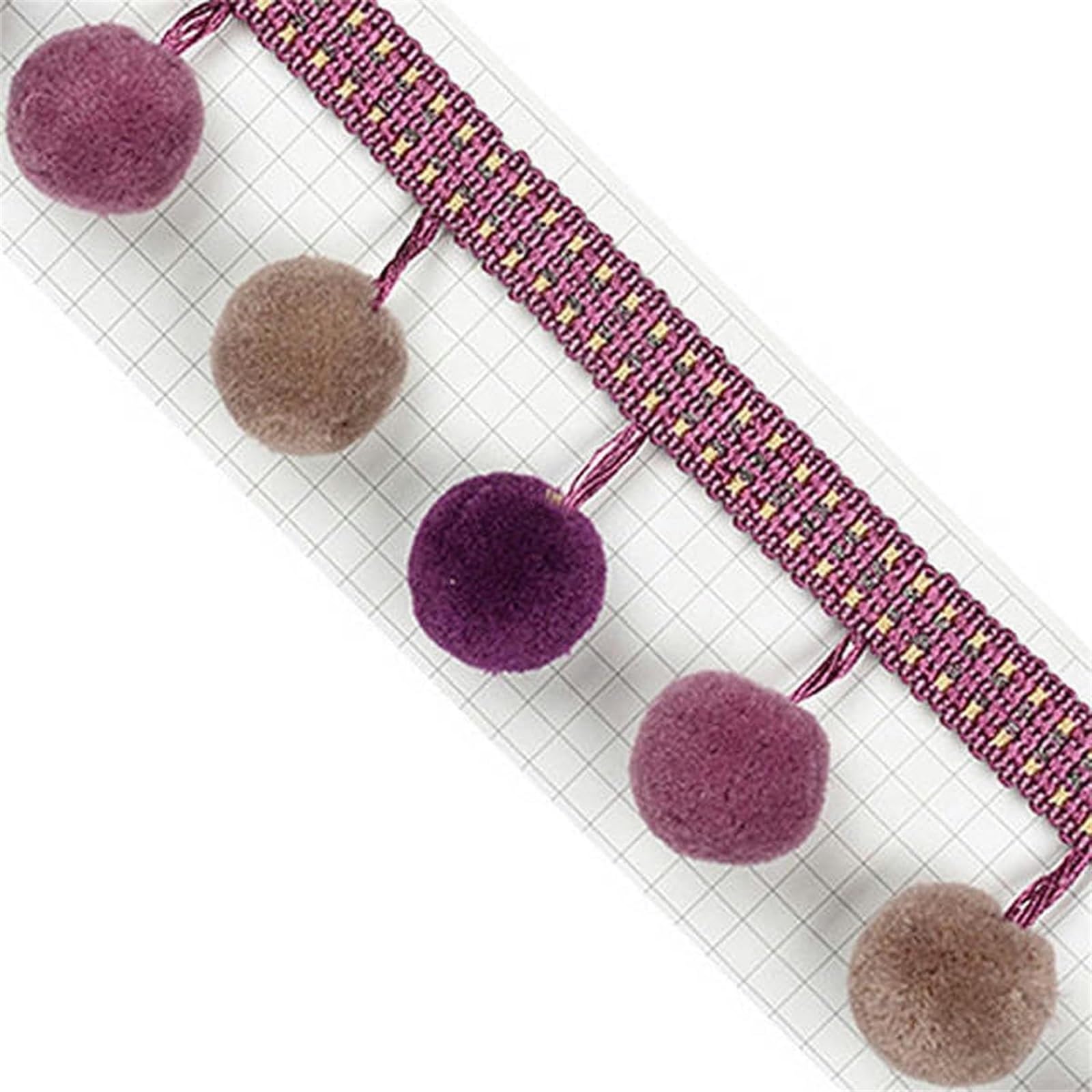 Passamaneria con Frange, 4 Metri di Grandi Pompon, passamaneria con Frange, for Tende, Cucito, Palline con Nappe, passamanerie, tappezzeria, mobili, Cuscini, Decorazioni, Artigianato(3)