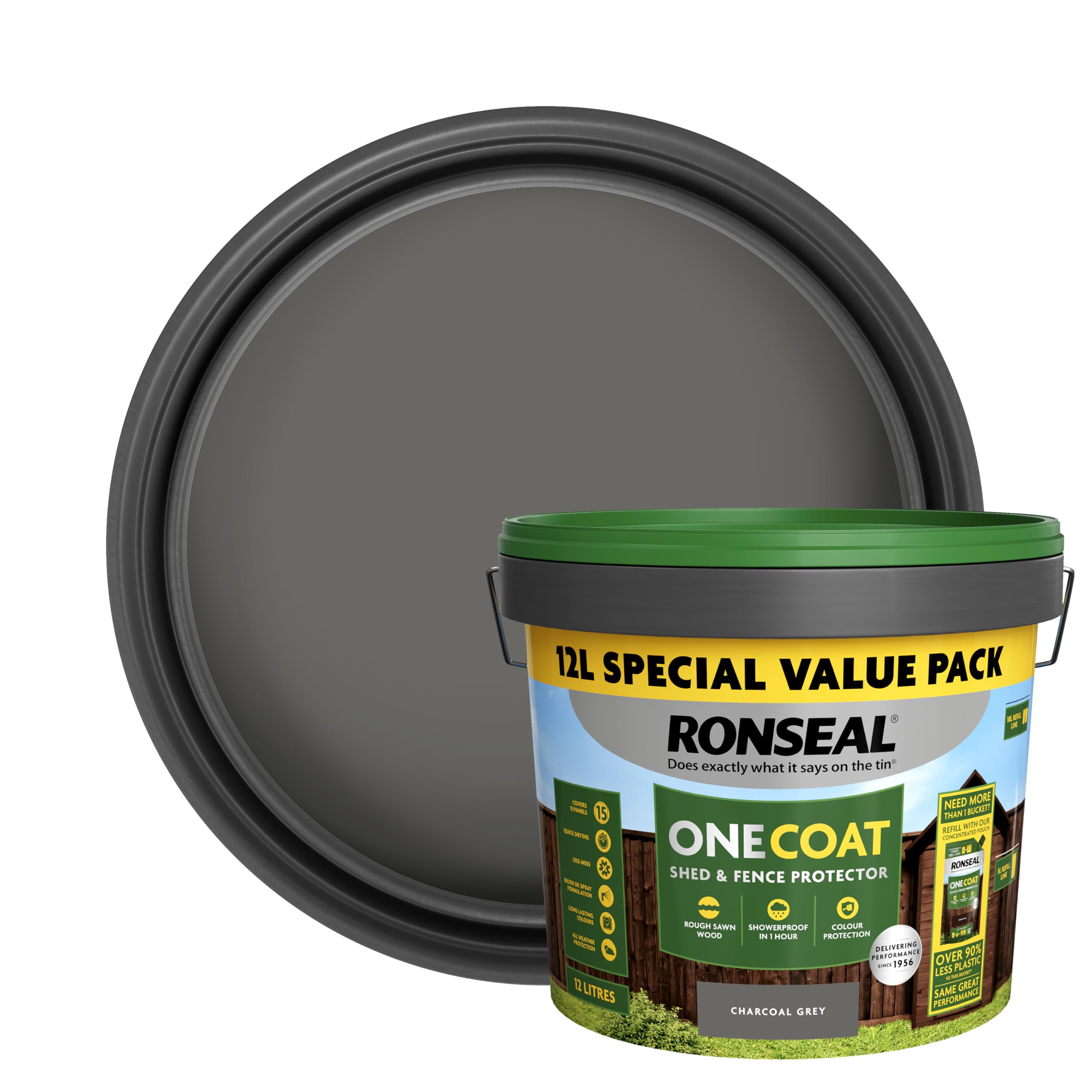 Ronseal One Coat Shed and Fence Protector Charcoal Grey 12L