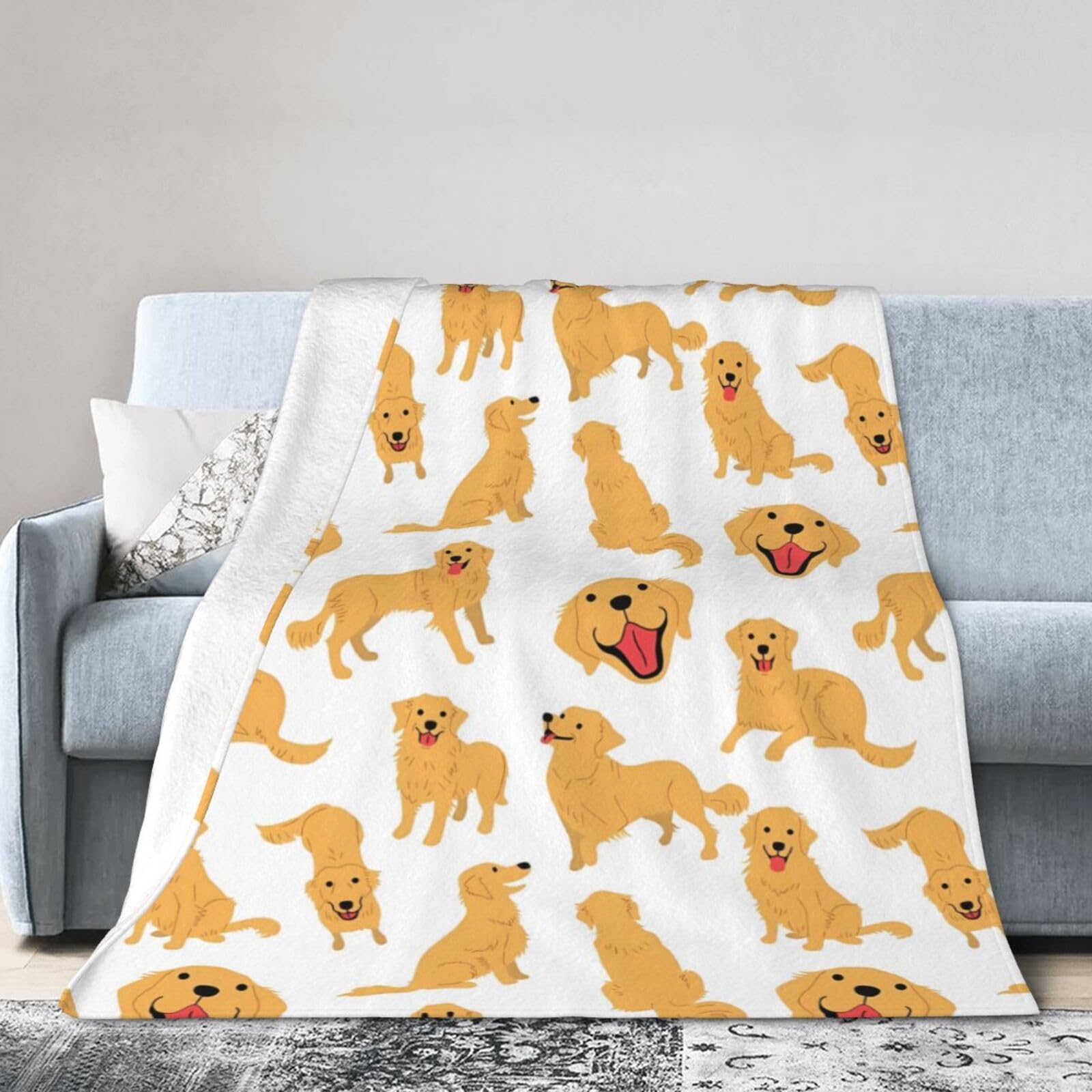 Amazon｜可愛い ゴールデン・レトリバー 犬柄 ブランケット 毛布