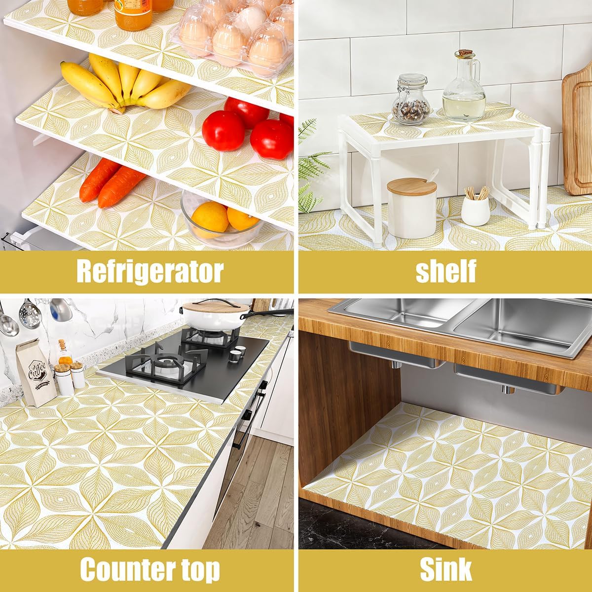 Drawer and Shelf Liner for Kitchen Cabinets Non Adhesive Cabinet Liner Strong Grip Waterproof Kitchen Drawer Liner for Shelves,Refrigerator,Dresser,Cupboard Liners,Easy to Clean 12In x 10Ft