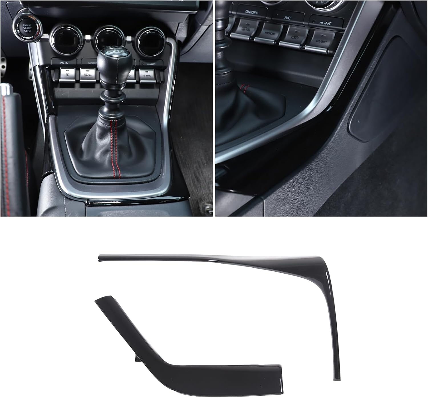 Gear Shift Panel Trim Cover Compatible with Subaru BRZ Toyota 86 2022 2023, ABS Plastic Carbon Fiber Pattern Gear Shifter Console Anti-Scratch Frame Cover Accessories (Side Border-Gloss Black)