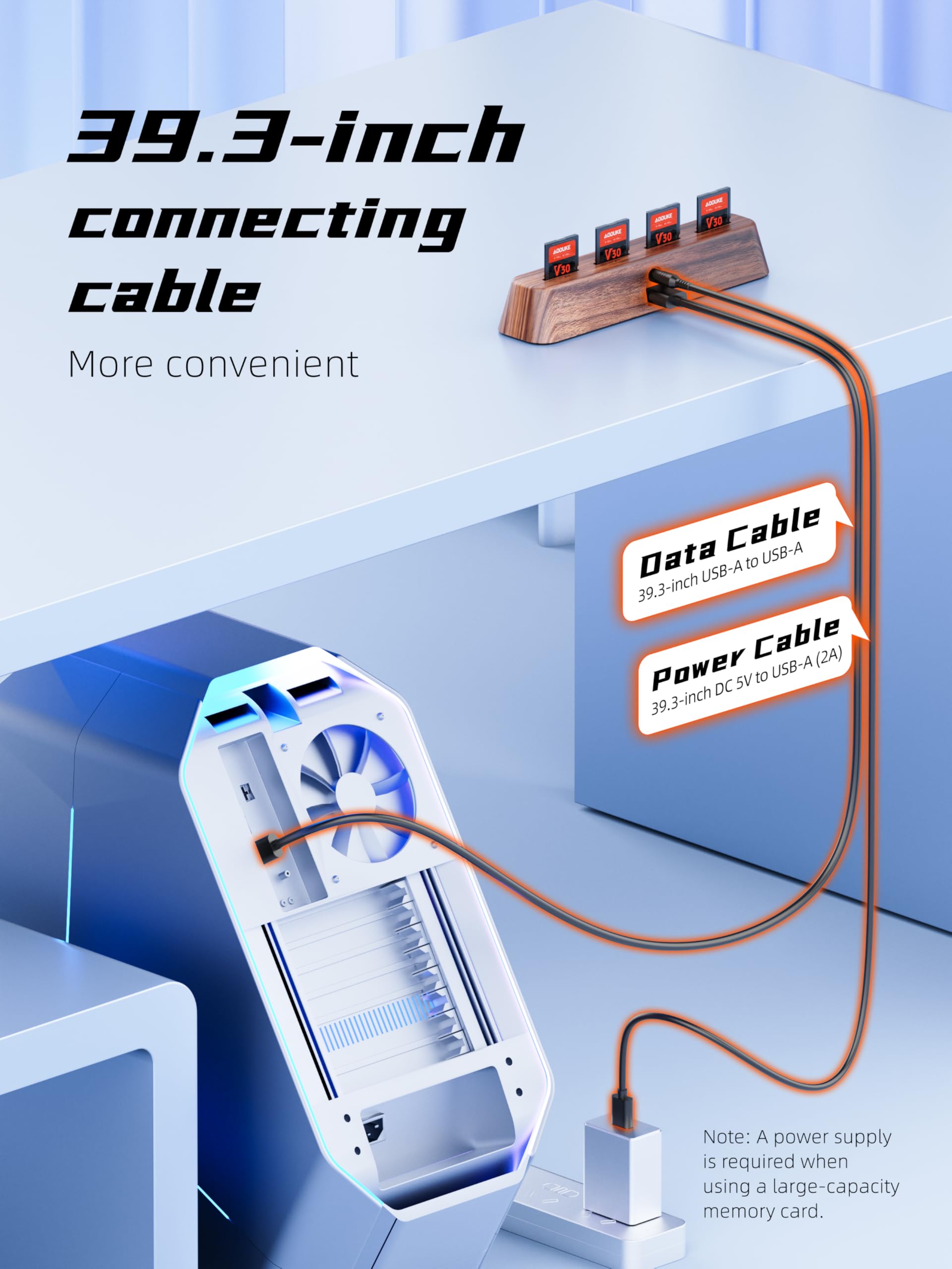 Lettore di schede SD USB 3.0 a 8 porte, design in legno di noce, dati da 5 Gbps, supporto simultaneo per schede Micro SD/TF3.0 e SD3.0, lettura e scrittura (compatibile UHS-I/II Card) AST43M