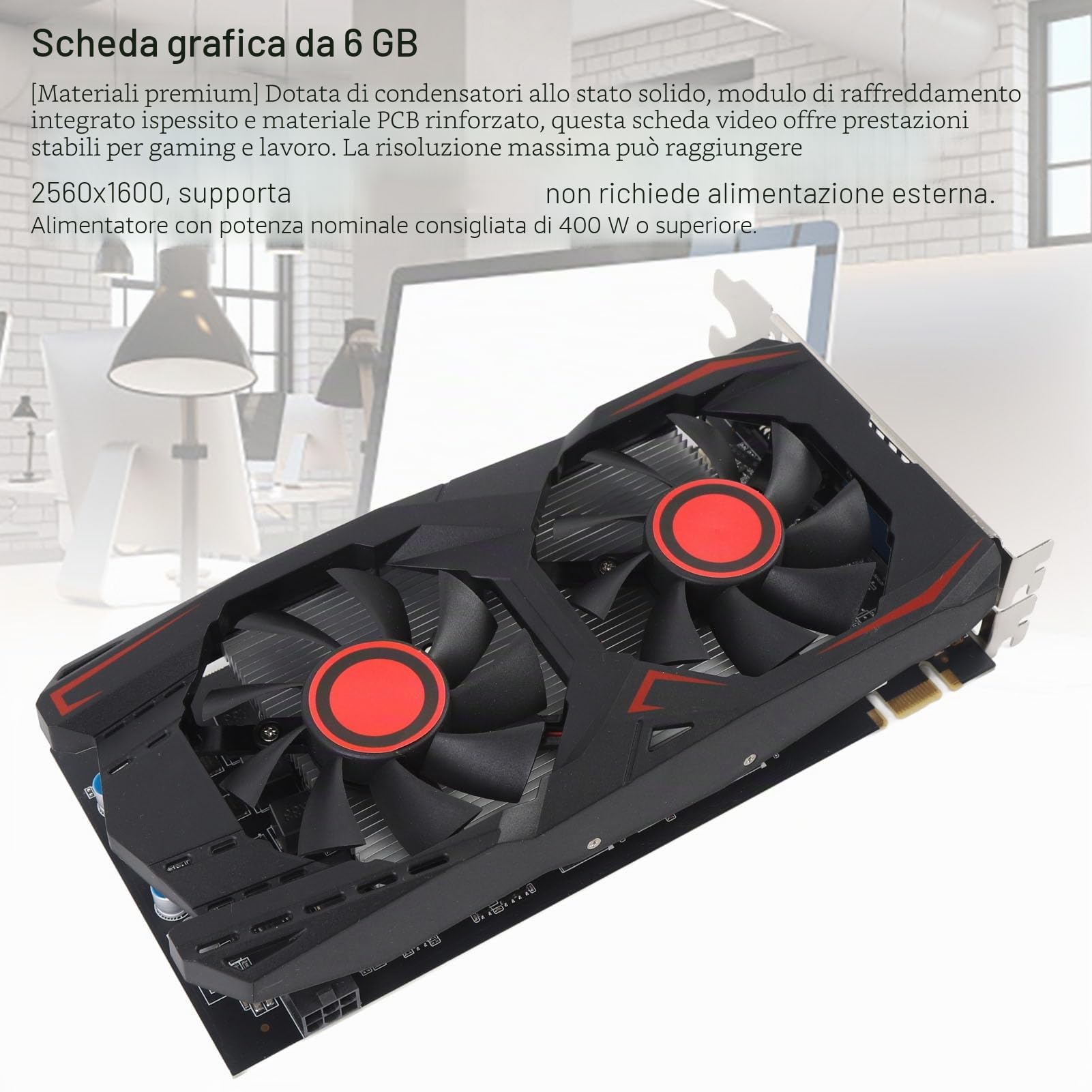 Scheda Grafica GTX550TI 2GB D5 192bit PCI Express X16 2.0 con Doppia Scheda Grafica per Appassionati di Gaming Compatibile con DVI VGA HD Multimedia Interface (Display 2 GB, Efettivi 6 GB)