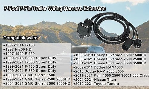Miniatura 3 de Extensión de arnés de cableado de remolque de 7 pines 56070, con conectores para caja de camión lateral del vehículo, kit de arnés de cableado de