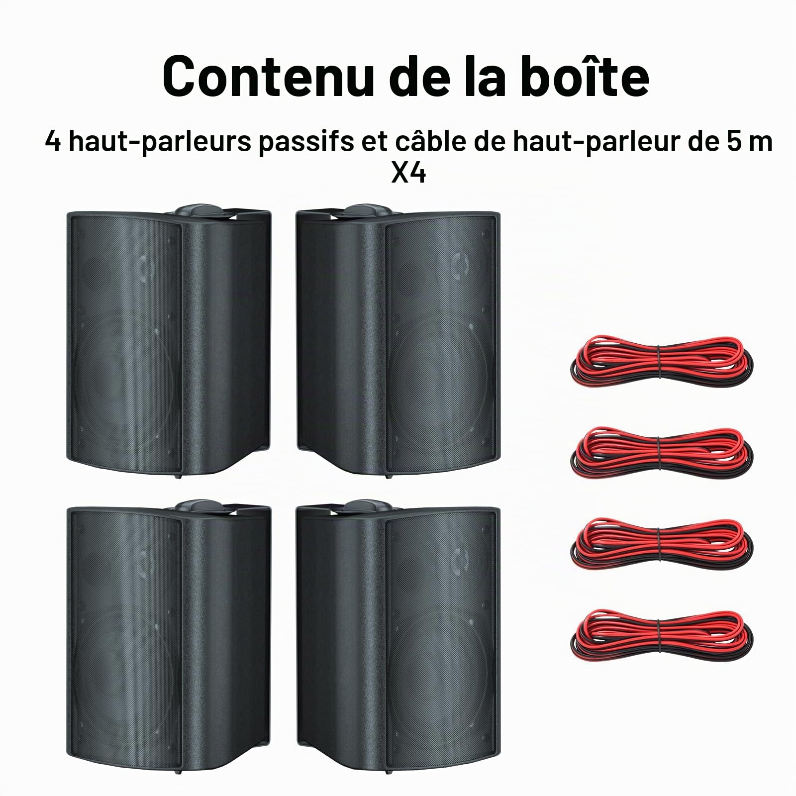 STUDIOFINIX Etanche Enceintes d'extérieur 5.25 Pouces avec 300 Watts de Basses puissantes, Couverture sonore stéréo à Large Plage, durabilité par Tous Les Temps (2 Paires, Noir)