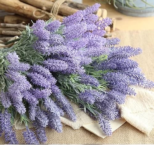 Buquê de Flor de Lavanda Artificial Siliconada Cor Lilás Para Arranjo Permanente e Artesanato