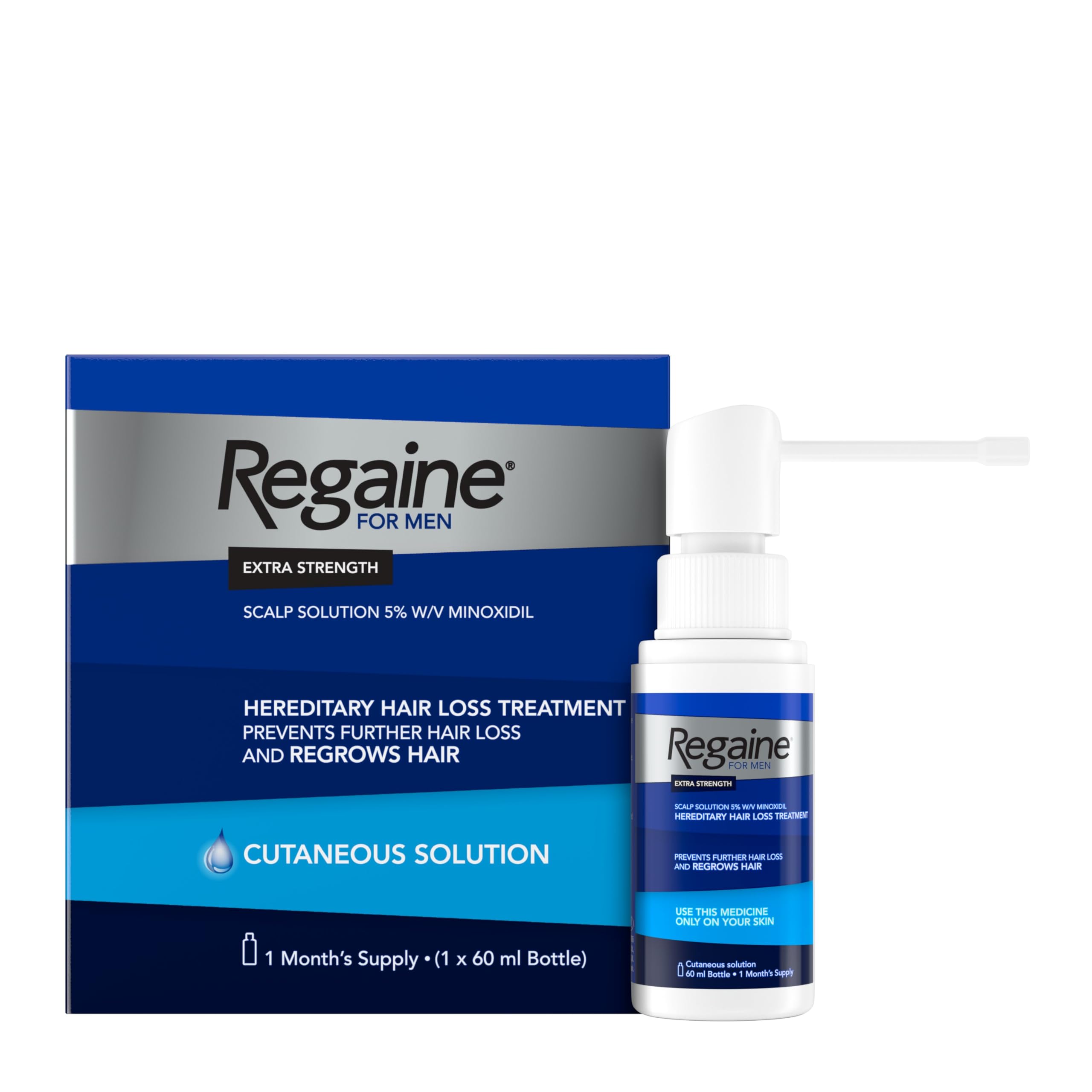 Regaine for Men 5% Minoxidil Extra Strength Scalp Solution for Hair Regrowth (1x 60ml), Scientifically Proven to Help Stop and Reverse Hereditary Hair Loss, Revitalise Hair Follicles