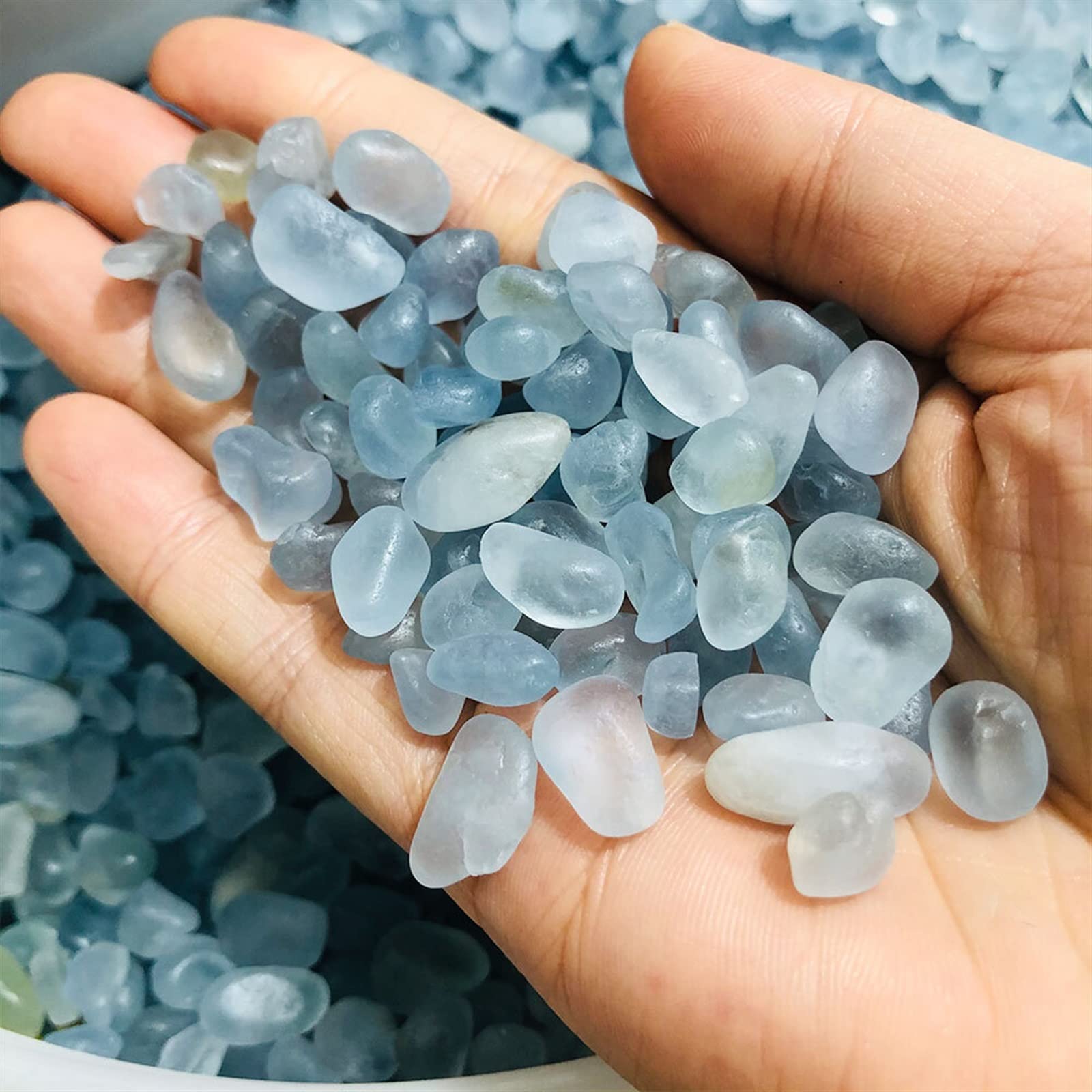100g a Granel Natural Azul Celestita Cristales de Cuarzo Chips Grava Acuario hogar habitación decoración DIY pecera Fengshui LIUZIIHAYIN