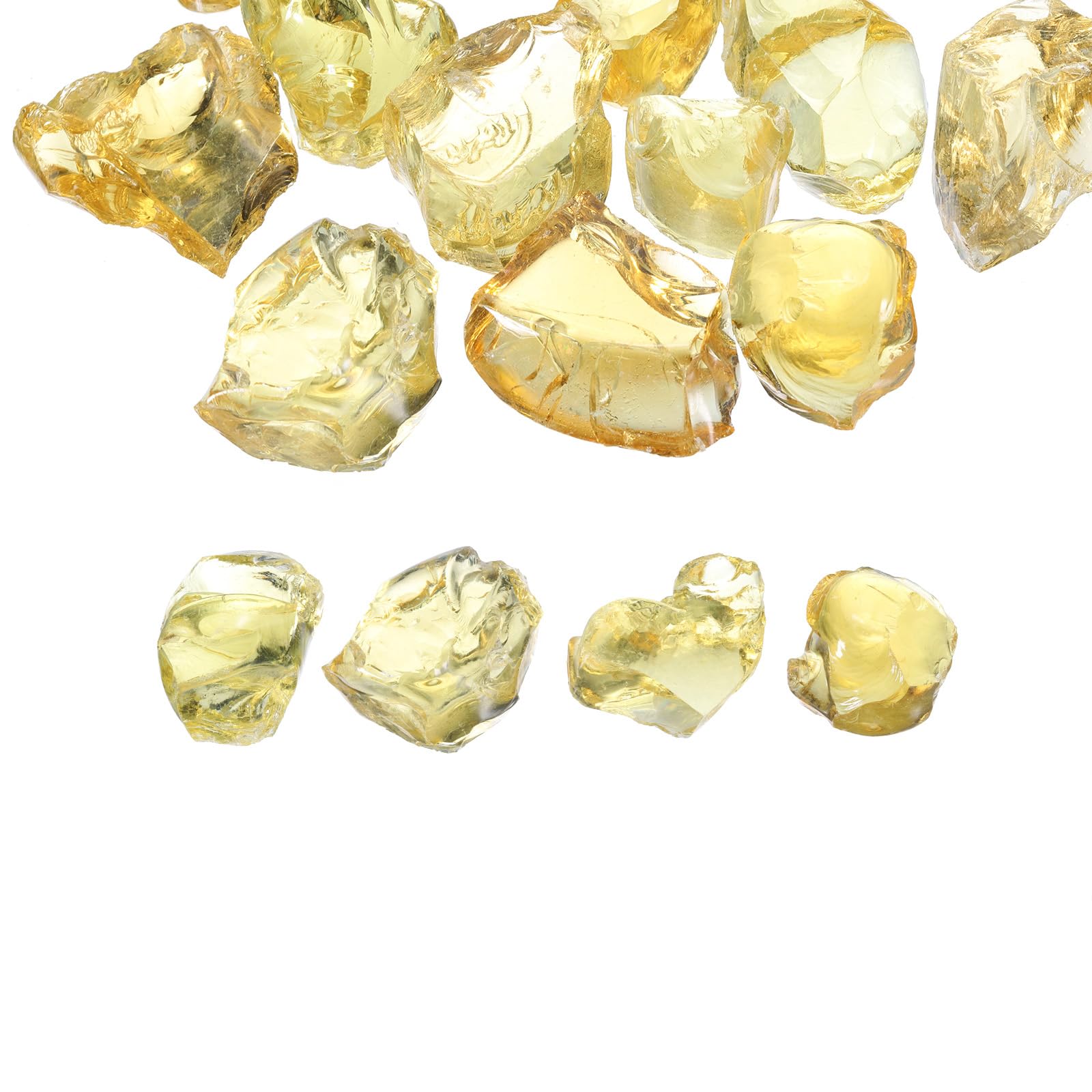 QUARKZMAN Fuoco Vetro per Fuoco Fossa 2-3cm(1/9") Alta Lucente Riflettente Vetro Rocce per Naturale O Propano Caminetto Sicuro per Aperto e Interno Fuoco Fossa Vetro Giallo