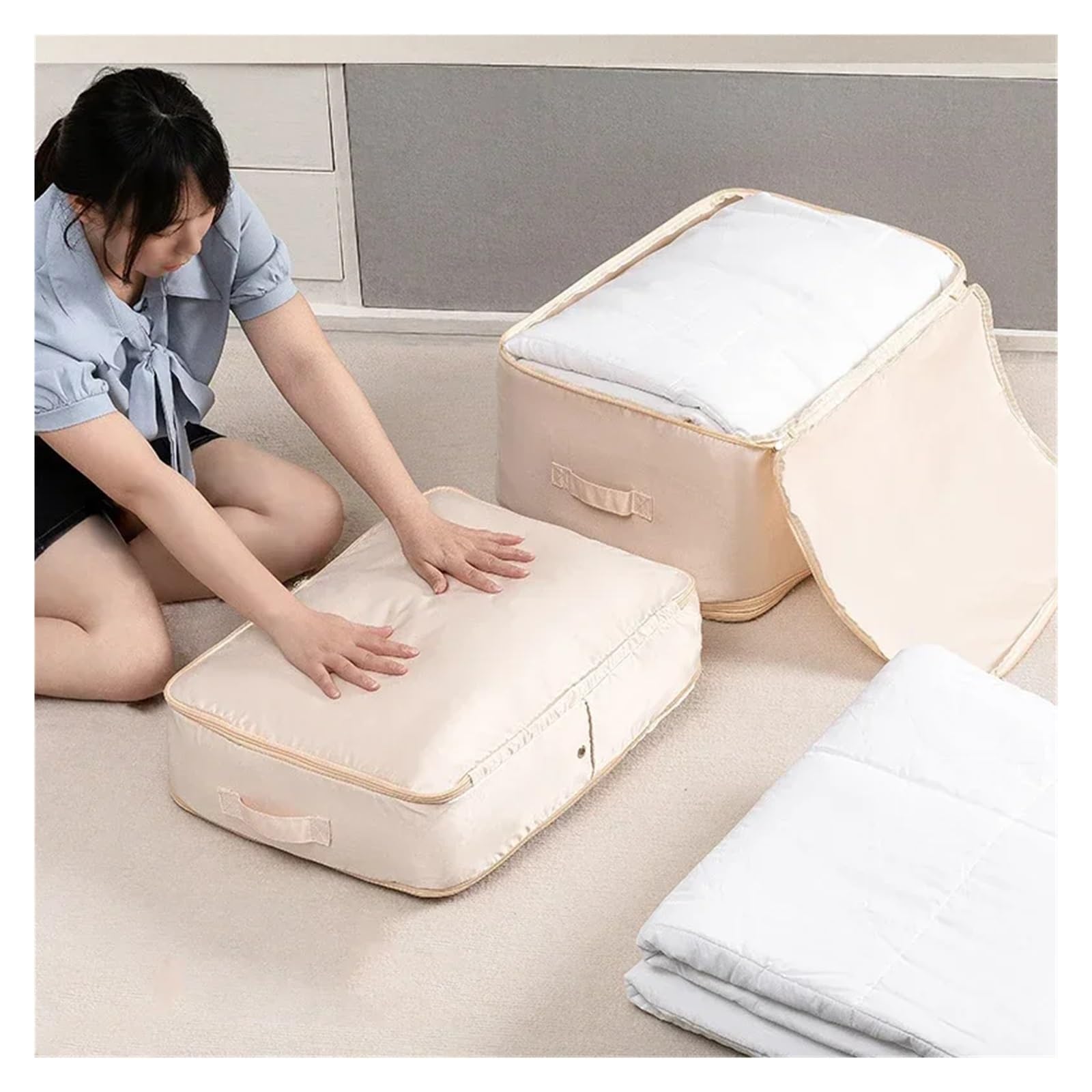 Borsa grande pieghevole for armadio, piumone, trapunta, coperta, capacità di compressione, organizer for cuscini, stoccaggio a
