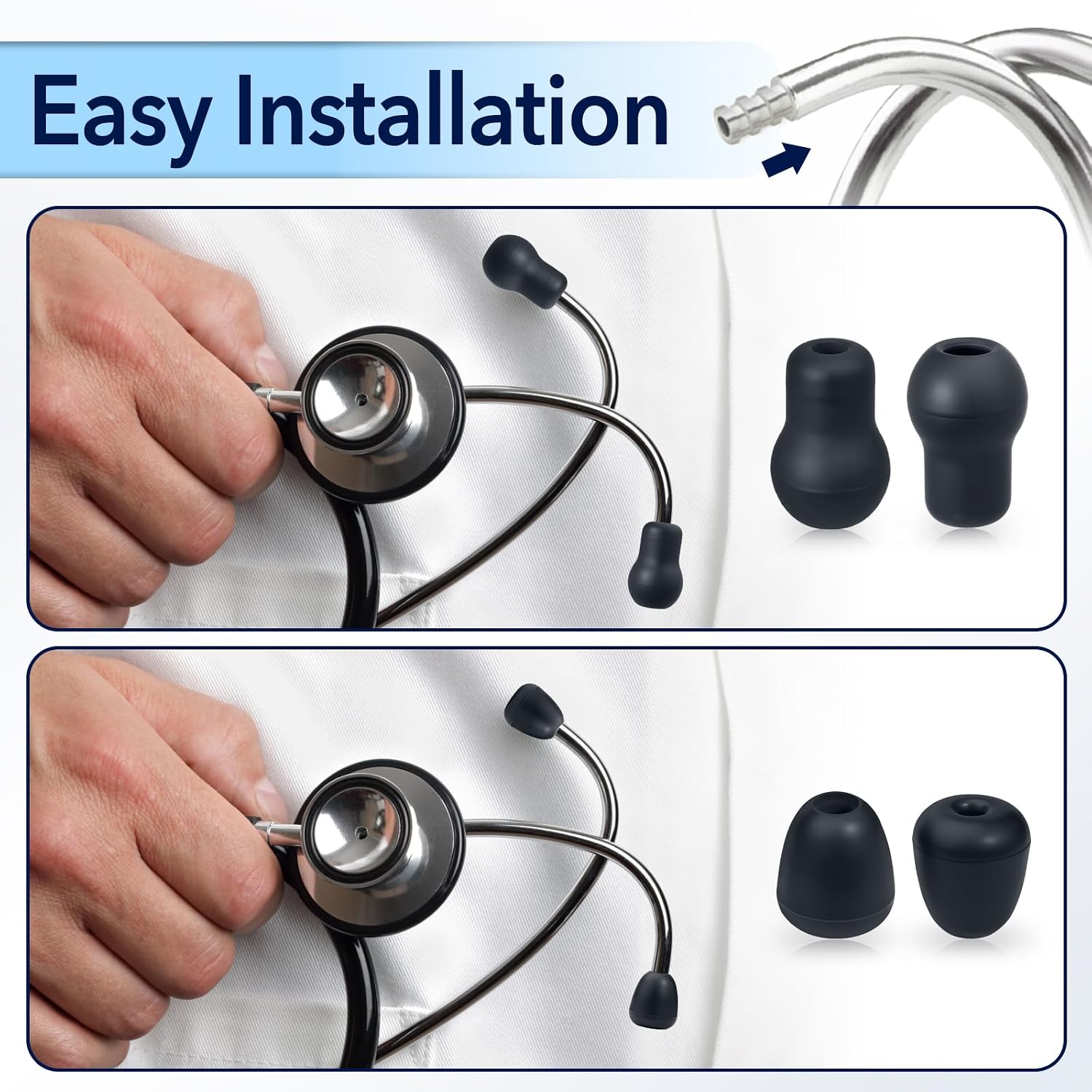 12Pcs Stethoscope Ear Tips Replacement for Littmann, Small/Medium/Large Ear Tips for Littman Compatible with Classic III, Cardiology 3, 4, & IV, Soft Stethoscope Ear Tips for Littmann