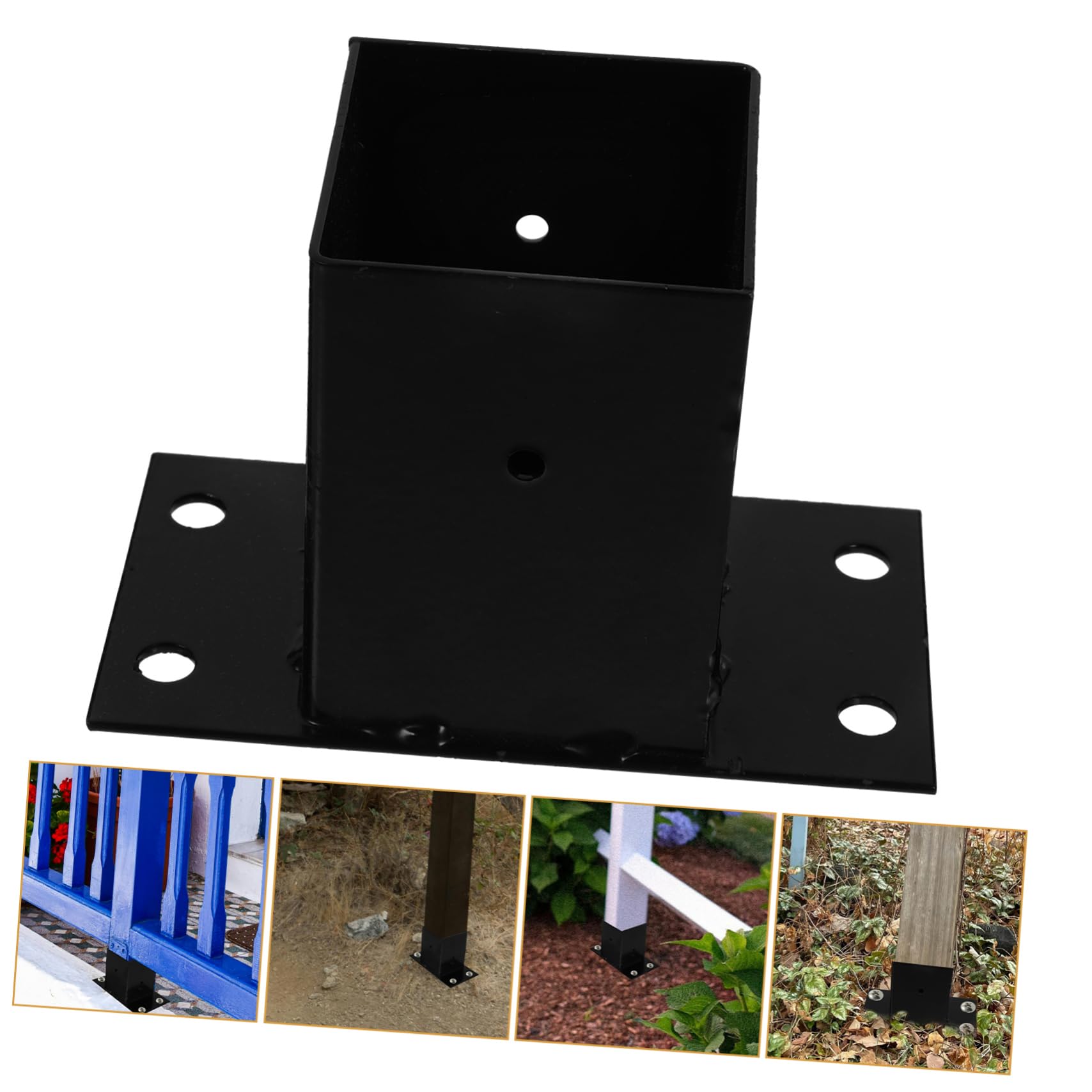 NUOBESTY 5 Piezas Soporte Para Cenador Apoyo Pesado Base De Poste De Reemplazo Poste De La Cerca Protector Deber Base De Poste De Cubierta Acero Post Base Exterior Pérgolas Planchar Negro