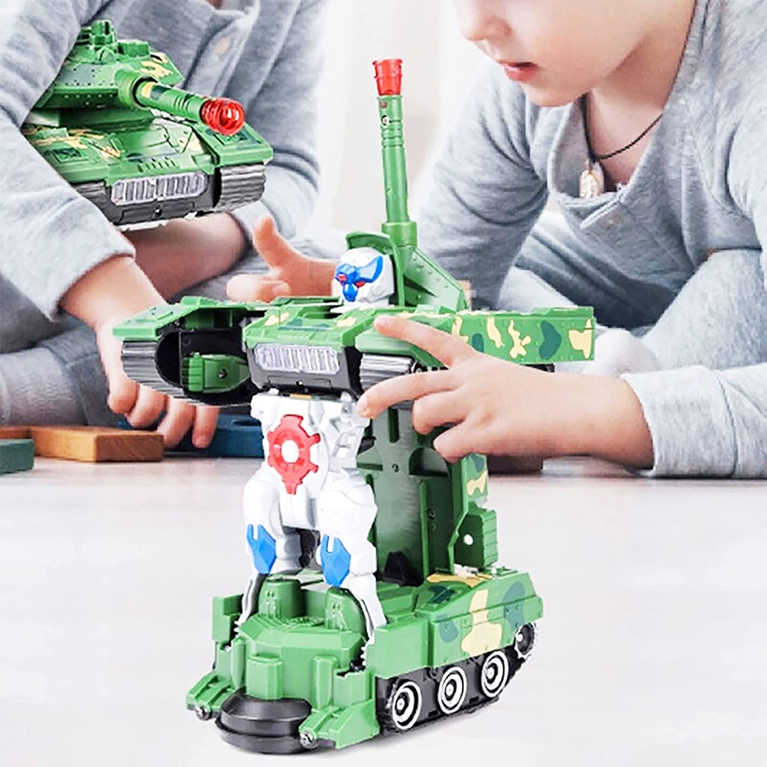 E-ROYAL SHOP Kid Deformation Combat Tank Robot Toy With Light, Music And Bump Function Robot Tank - Image 3 thumbnail