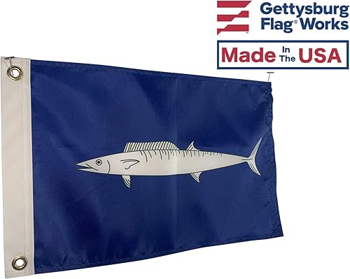 Miniatura 2 de Bandera de pesca Wahoo de 12 x 18 pulgadas, nailon para todo tipo de clima, para exteriores, fabricada en Estados Unidos