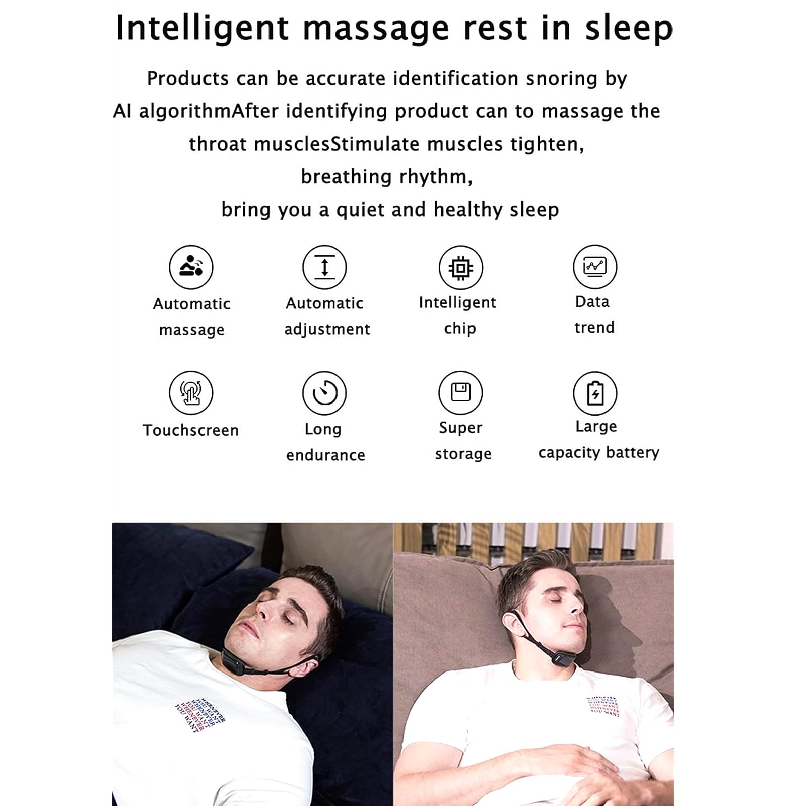 Dispositif Anti-ronflement Intelligent, Aides Au Sommeil Anti-ronflement Automatique Portable Avec Fonction De Suivi Des Données De Ronflement Du Sommeil, 8 Modes Réglables, Pour Améliorer Le Sommeil