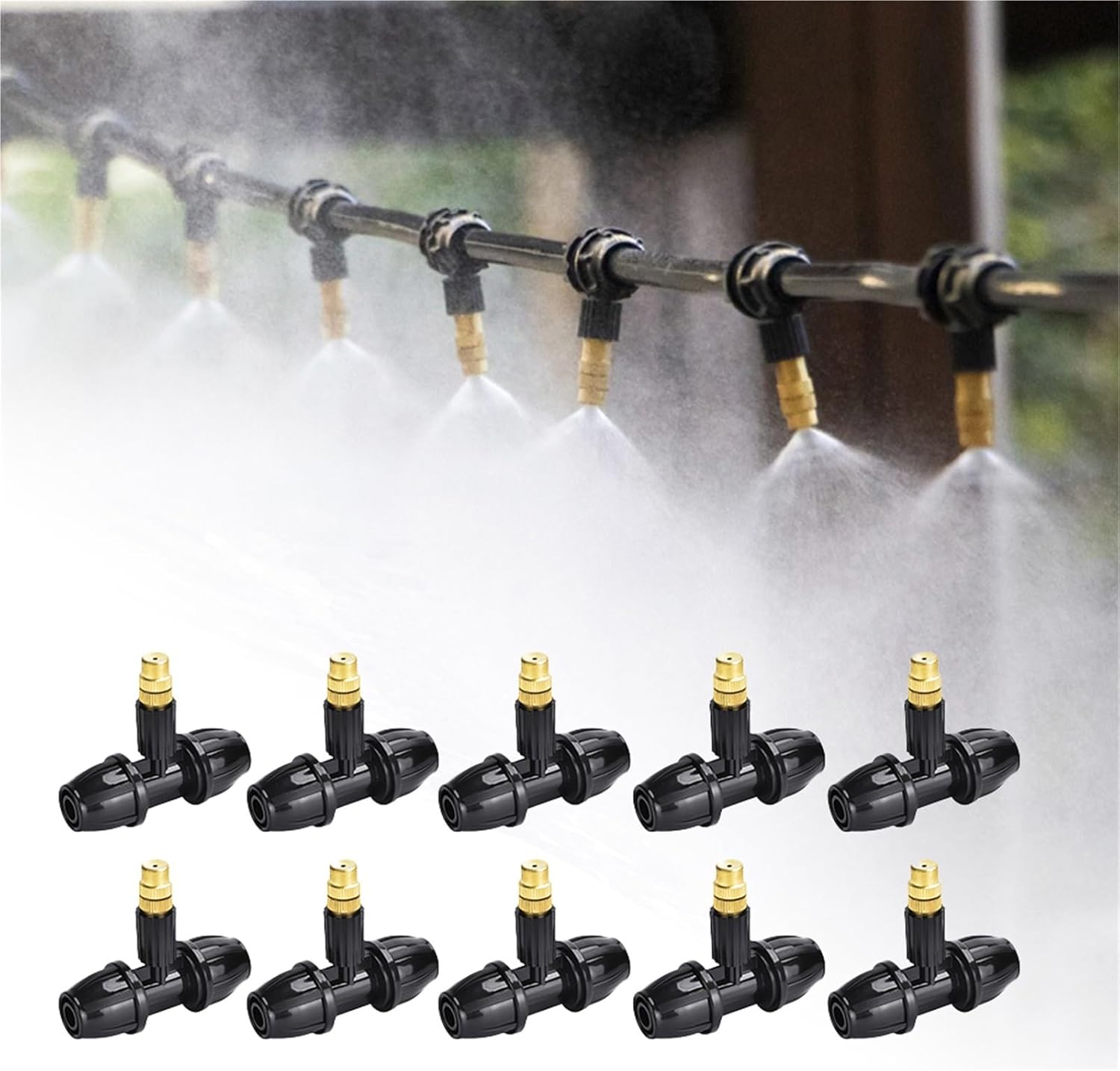 10Pcs Outdoor Misting Cooling System Garden Irrigation Watering Brass Atomizer Nozzles for Patio Greenhouse for Garden, Patio, Greenhouse