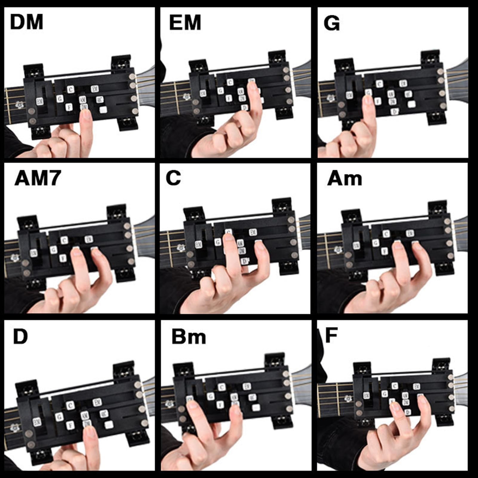 Entraîneur d'accords d'aide à la Guitare, presseur de Outil d'apprentissage Assistant système d'apprentissage, d'enseignement Pratique pour Les Amateurs Guitare Noir