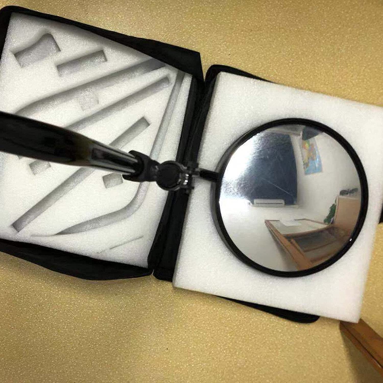 Espejo De Inspección De Vehículos Espejo De Inspección De Vehículos De 12 Pulgadas De Diámetro con Ruedas Y Mango Telescópico, Luz Led, para Talleres De Automóviles,