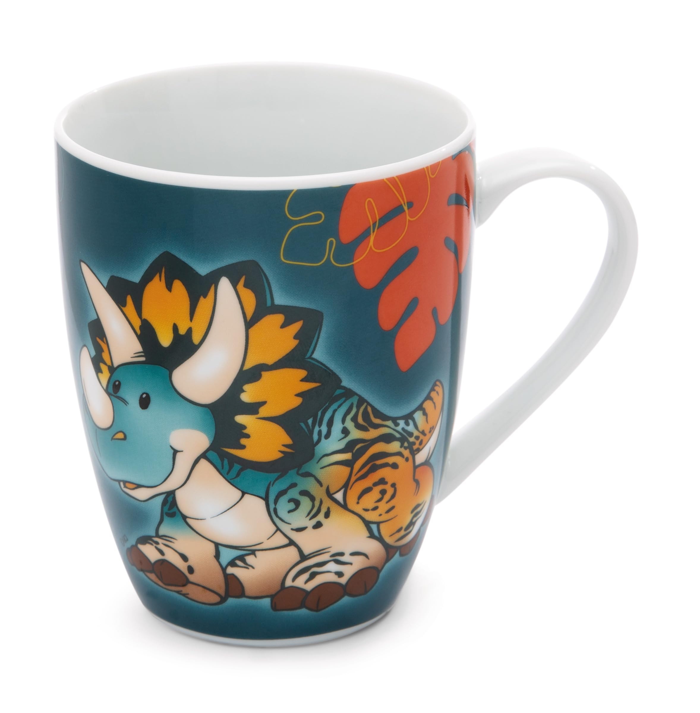 NICI Mug dino Cerastupsy 310ml 8x10cm with banderole blue - Tea Coffee Porcelain Cup with handle for cold and hot drinks - great gift idea