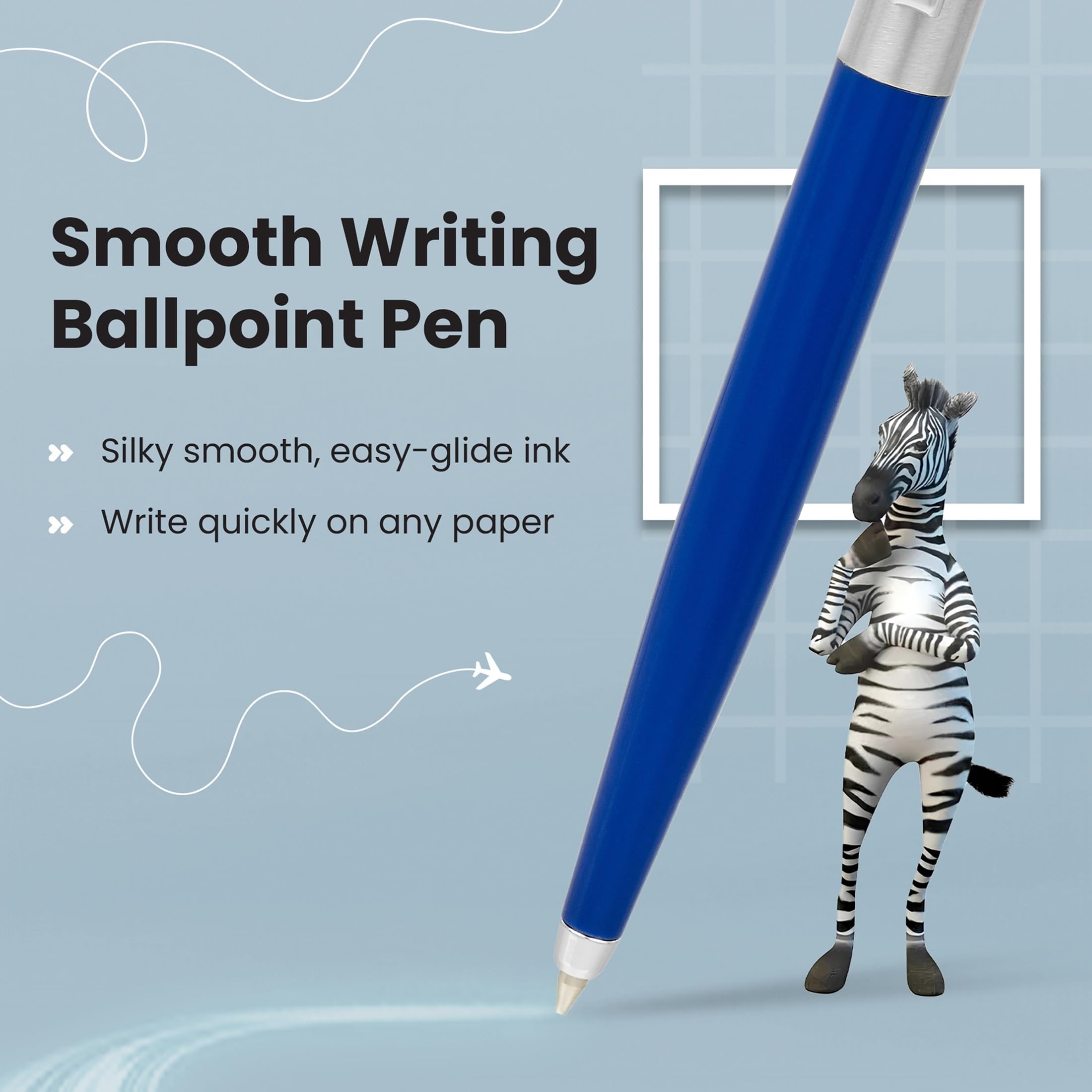 Zebra Pen 901 Blue Ballpoint Pens, Sleek & Stylish Biro Pen, Retractable & Reliable, Black Ink - Image 3